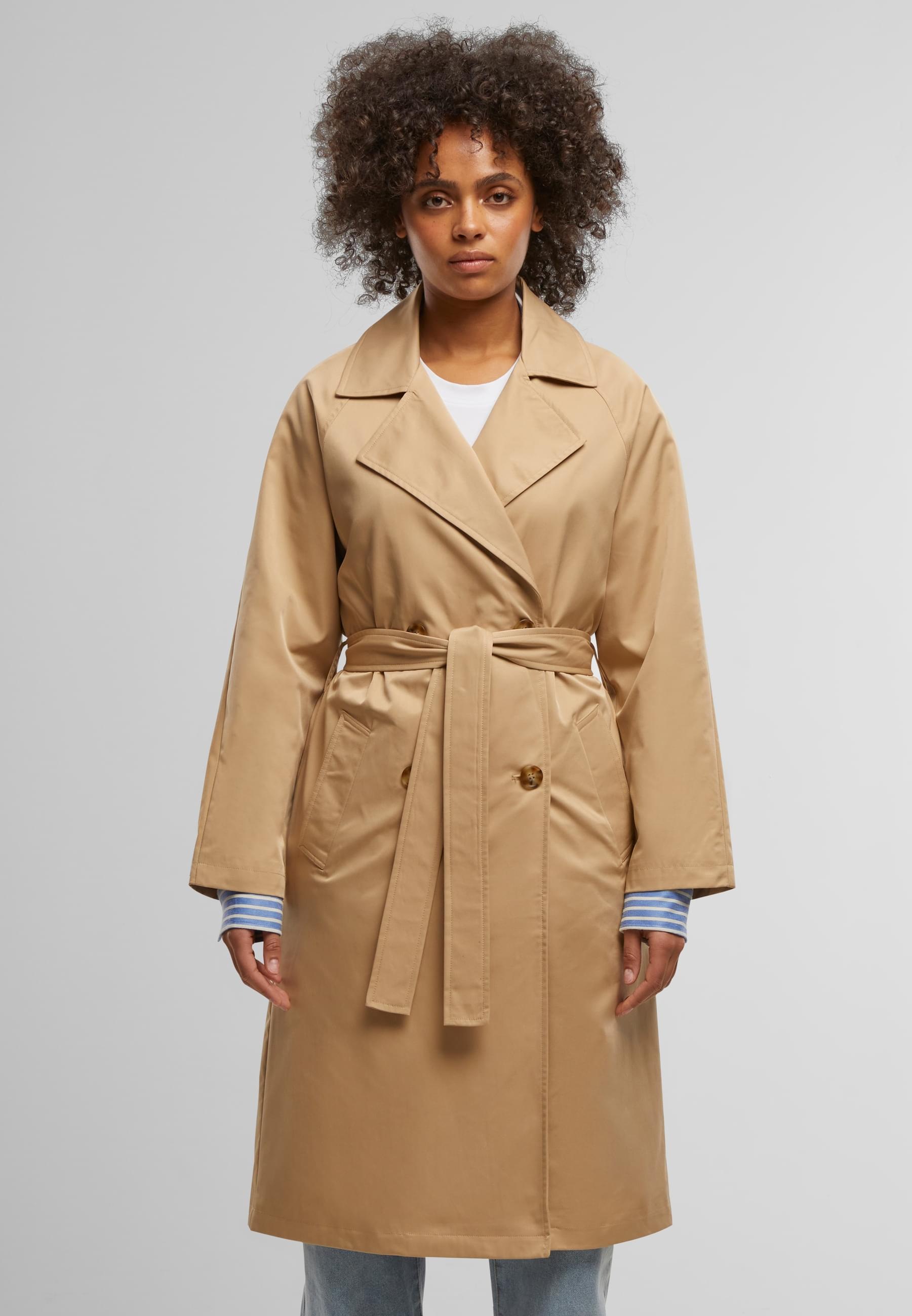 URBAN CLASSICS Winterjacke »Urban Classics Ladies Trenchcoat« 1 Stk. tlg. ohne Kapuze
