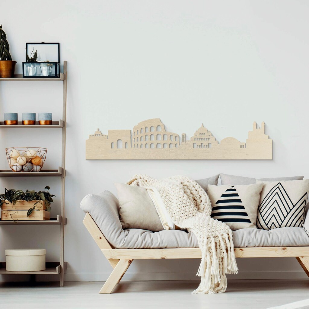 Wall-Art Wanddekoobjekt »Pappel Furnier - Skyline Rom«