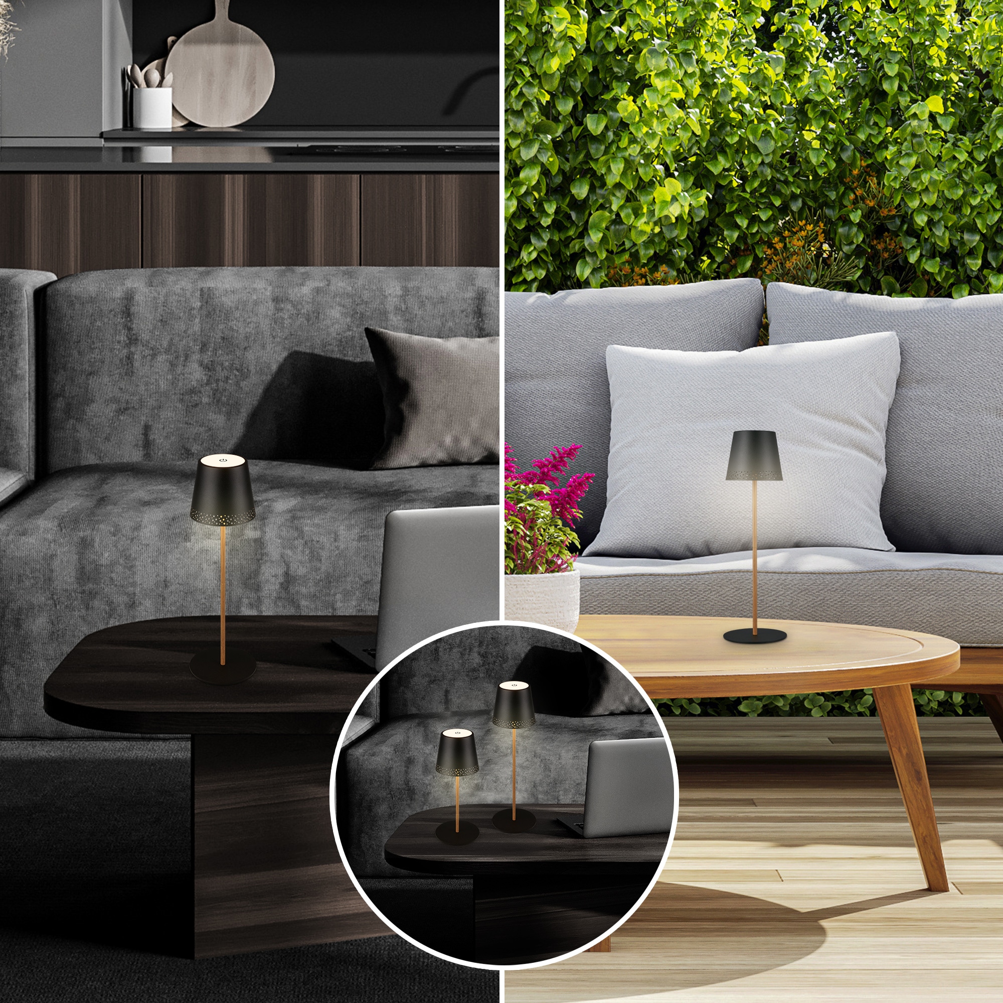 Briloner Leuchten LED Tischleuchte »KIKI« LED-Modul 1 Stk. Warmweiß mit Akku, höhenverstellbar, USB-C, warmweiß, IP44, schwarz, 38 cm