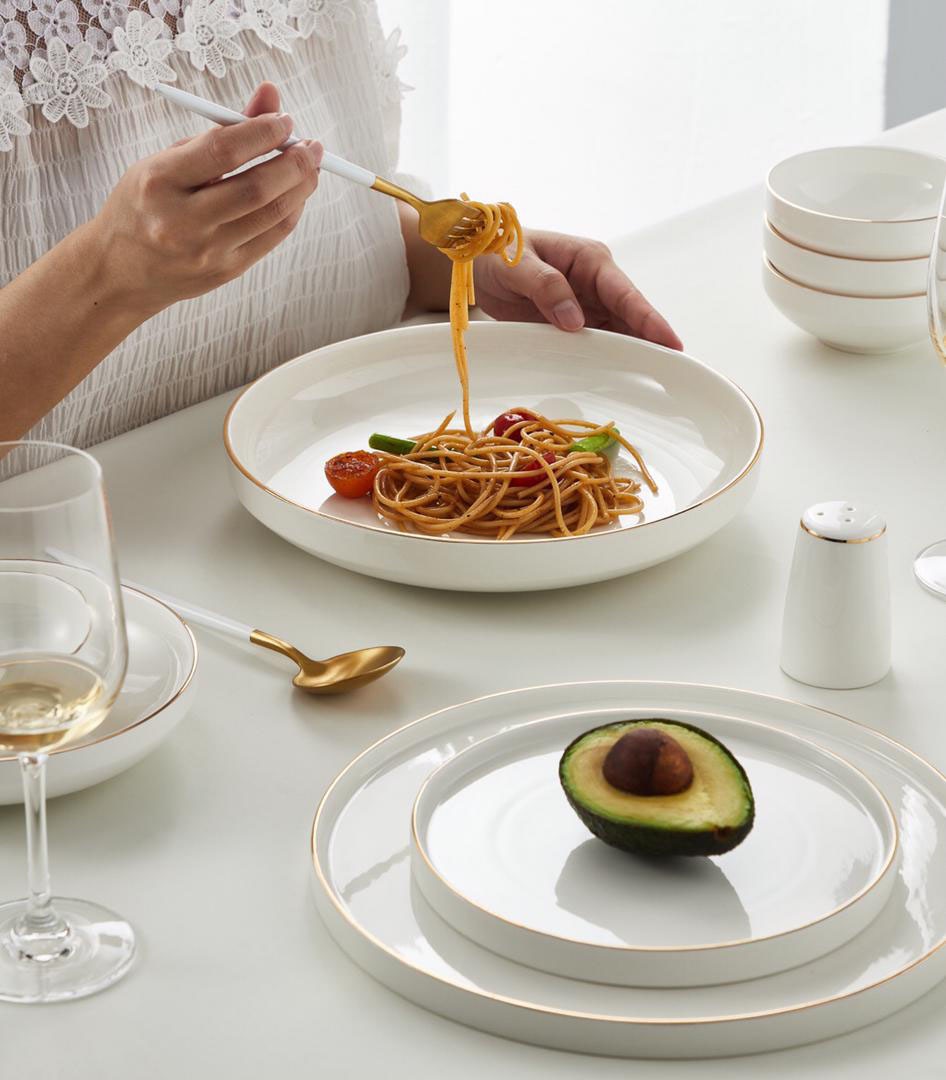 Mulex Kombiservice »Geschirr-Set, Service MILAN«, (Set, 27 tlg.), mit Goldrand, jedes Stück ein Unikat, 27 Teile, für 6 Personen