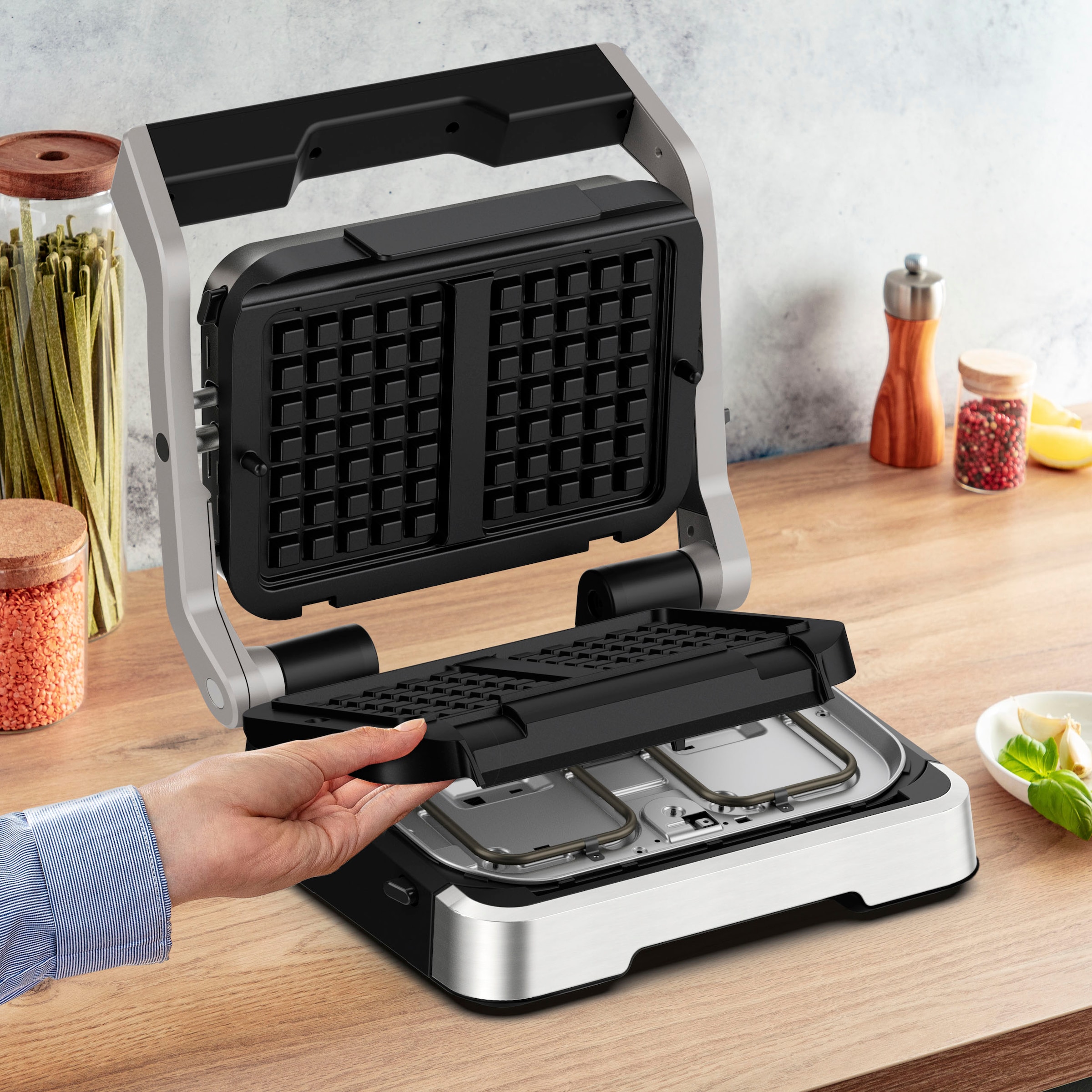 Tefal Waffelplatten »XA7308 OptiGrill«, Aluminium, (2 St.), für 4in1 und 2in1 Modelle, Zubereitung von Belgischen Waffeln