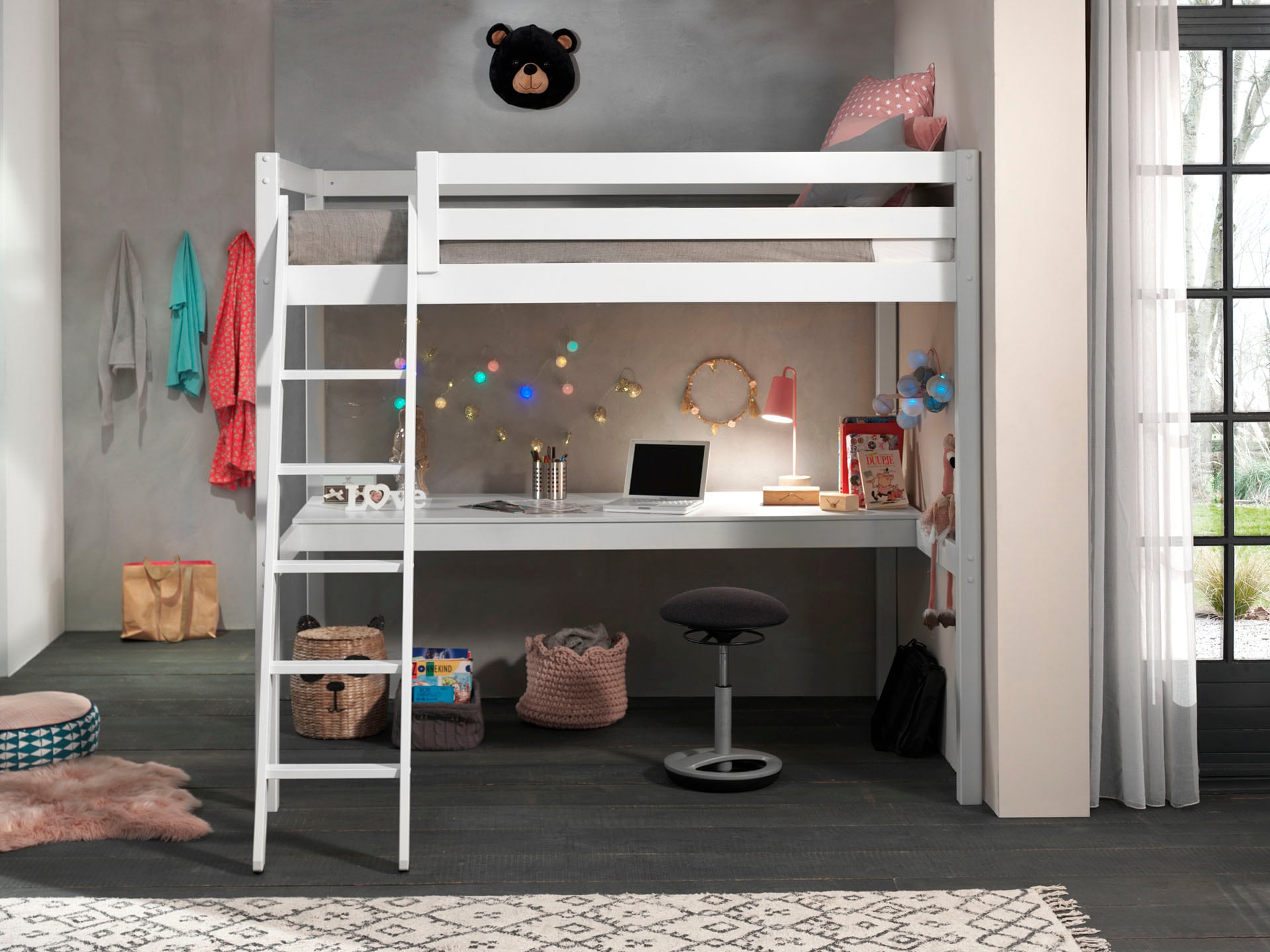 Vipack Hochbett »Pino«, (Made in Europe), mit Schreibplatte