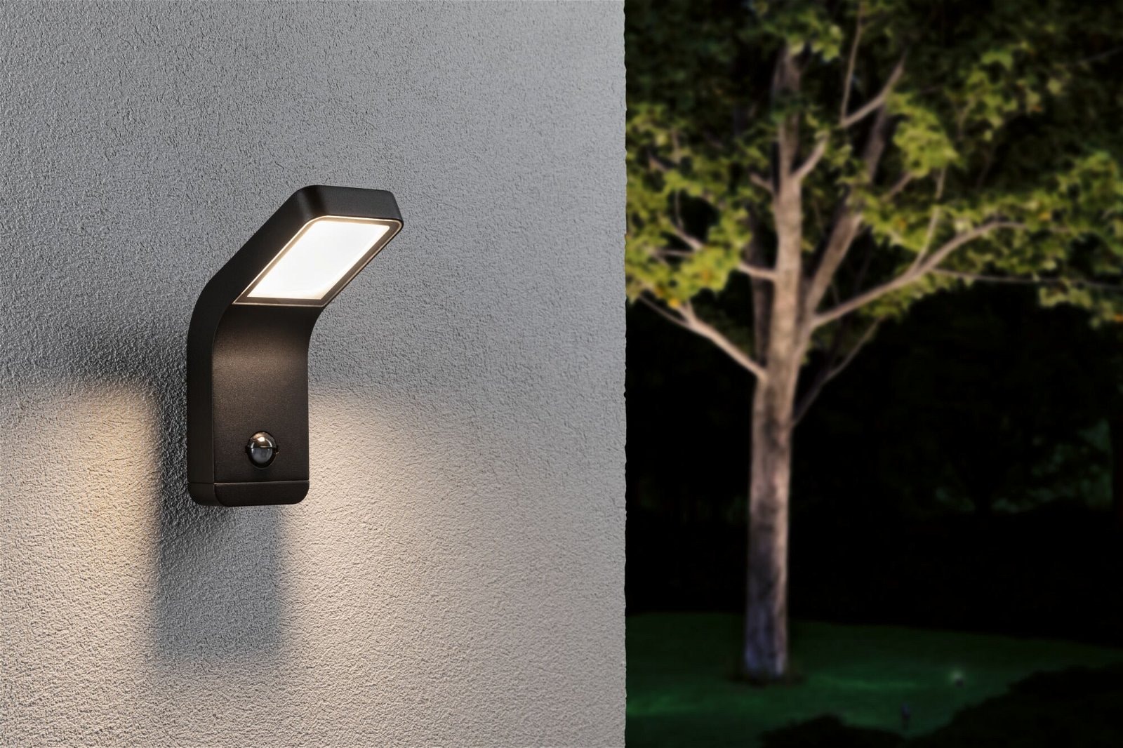 Paulmann LED Außen-Wandleuchte »Kulma IP44 90x174mm 3000K 7,5W 500lm 230V Anthrazit Aluminium«, 1 flammig, Bewegungsmelder seewasserresistent