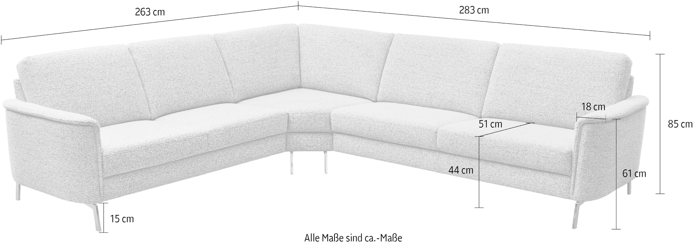 Home affaire Ecksofa »Solvaro, optional motorischer Sitzvorzug, Breite 283 cm« Saugroboter-tauglich, hochwertige Details & sorgfältige Verarbeitung