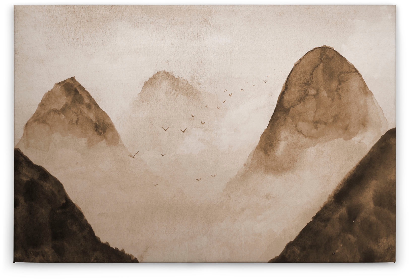 Bricoflor Berge Leinwand Im Aquarell Stil Schlaf Und Wohnzimmer Wandbild Mi günstig online kaufen