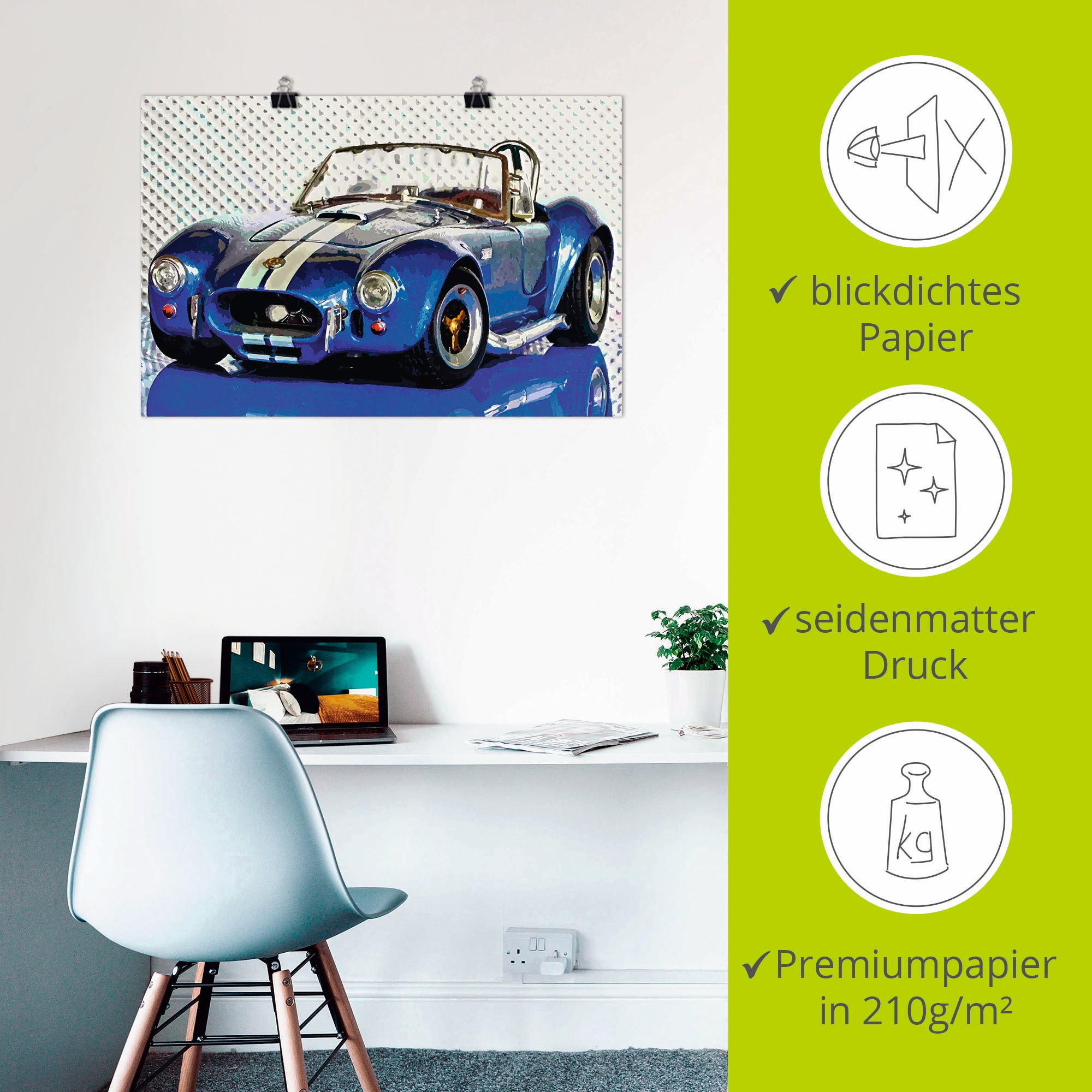 Artland Wandbild »Shelby Cobra blau«, Auto, (1 St.), als Leinwandbild, Poster in verschied. Größen