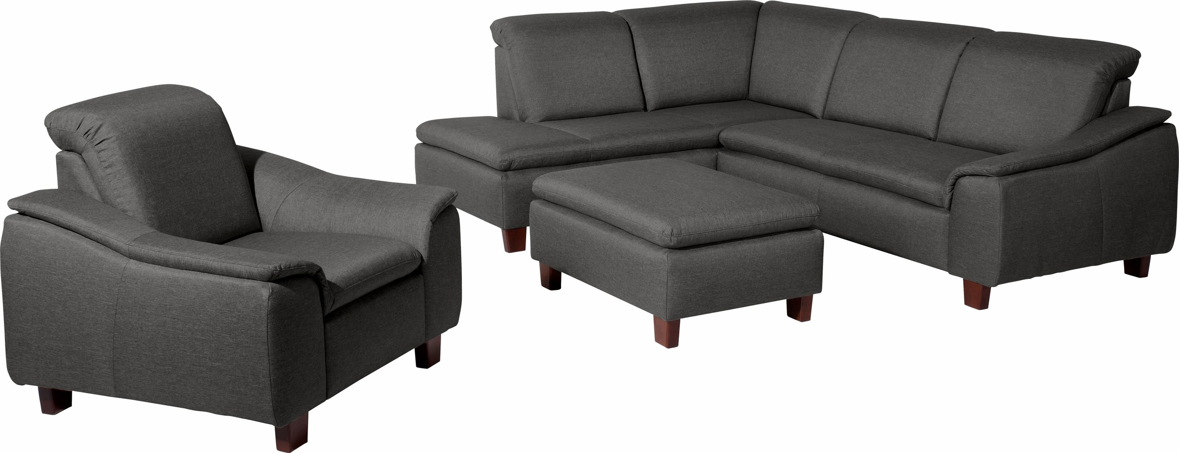 Max Winzer® Ecksofa »Alessio, aktuelle Mattenoptik, geschwungene Formensprache, bequem«, mit abgerundeter Rückenlehne, Ottomane wahlweise links oder rechts