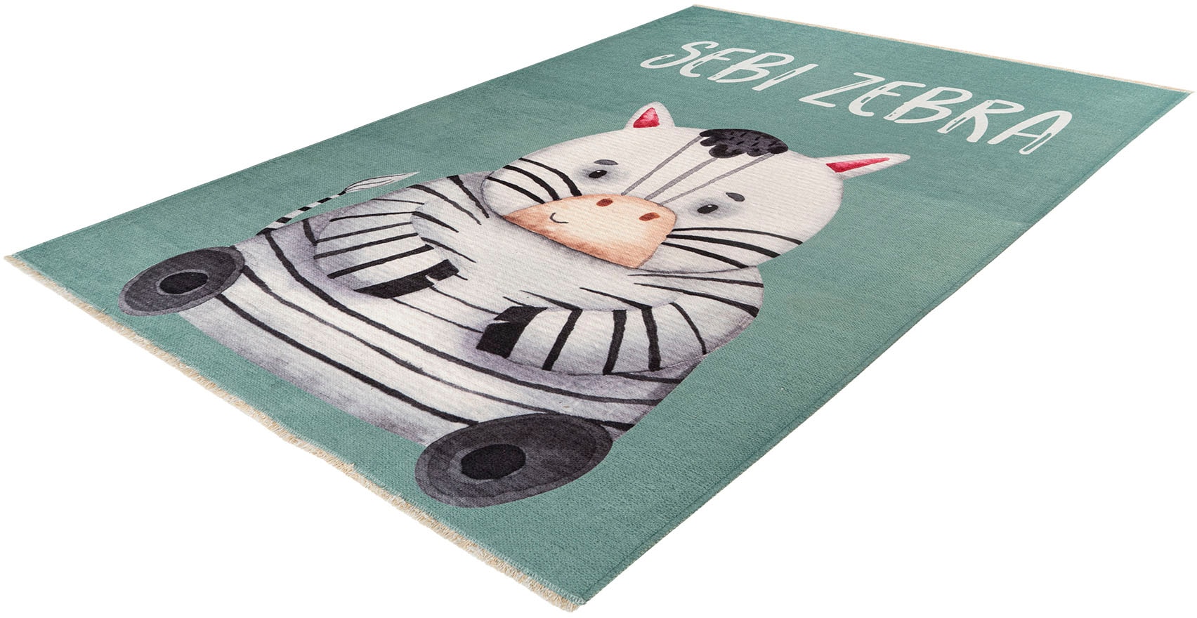 Obsession Kinderteppich »My Greta 614«, rechteckig, 6 mm Höhe, Kurzflor, Motiv Zebra, mit Fransen, Kinderzimmer