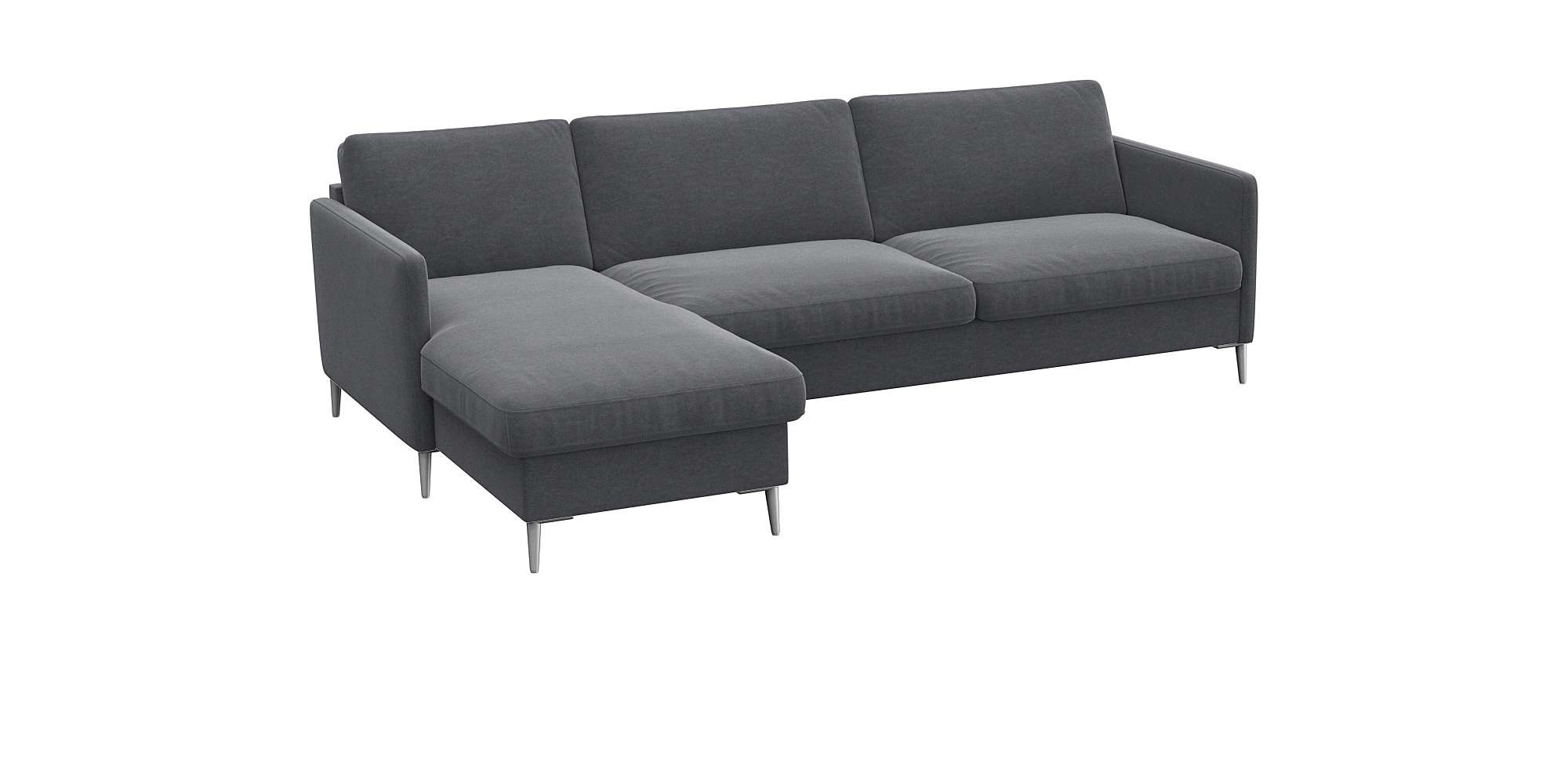 FLEXLUX Ecksofa »Fiore, L-Form, bequem und komfortabel durch hochwertigem Sitzaufbau«, schmale Armlehnen, Kaltschaum, Füße Alu