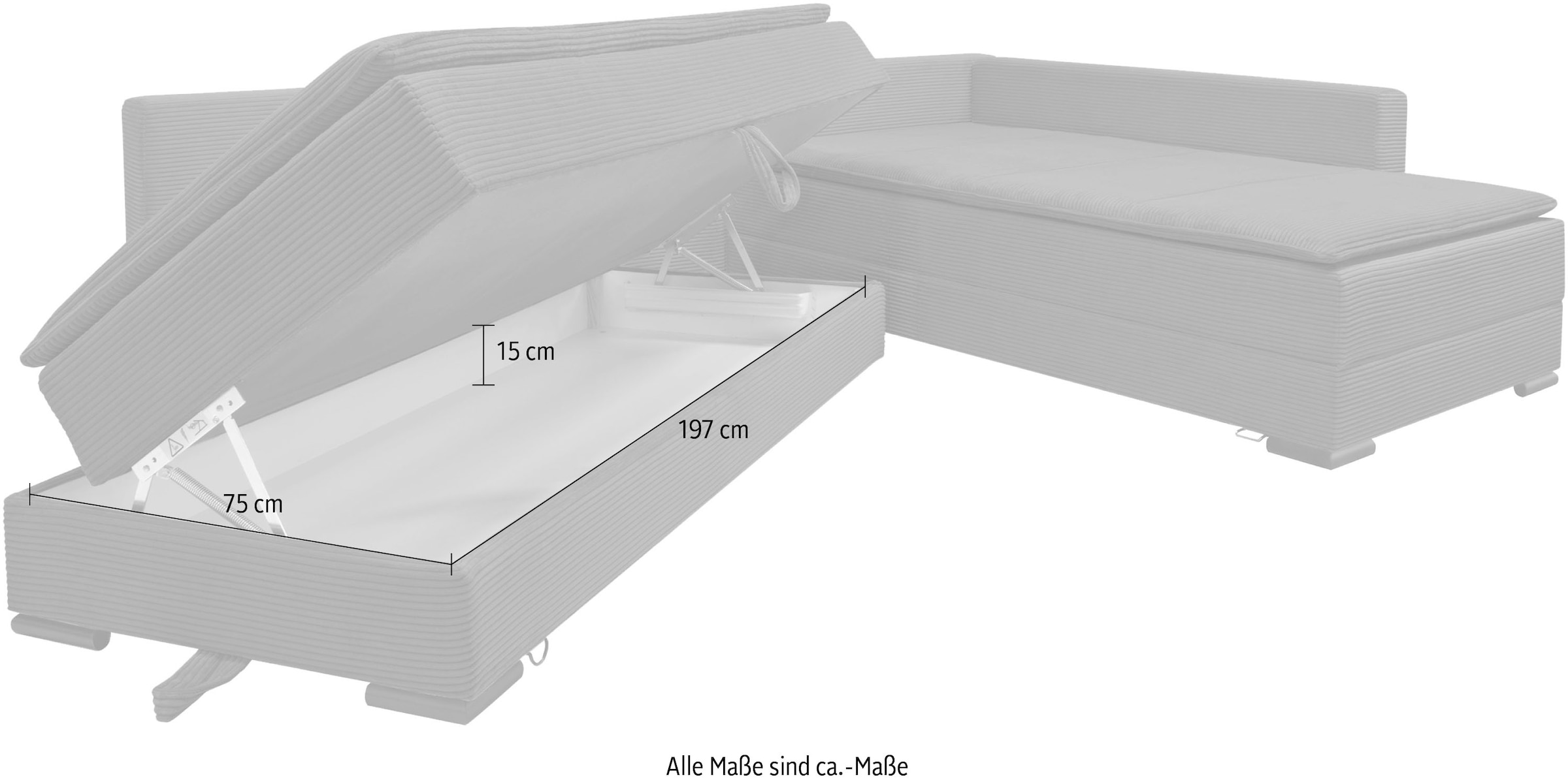 INOSIGN Ecksofa, inklusive Bettfunktion und Bettkasten