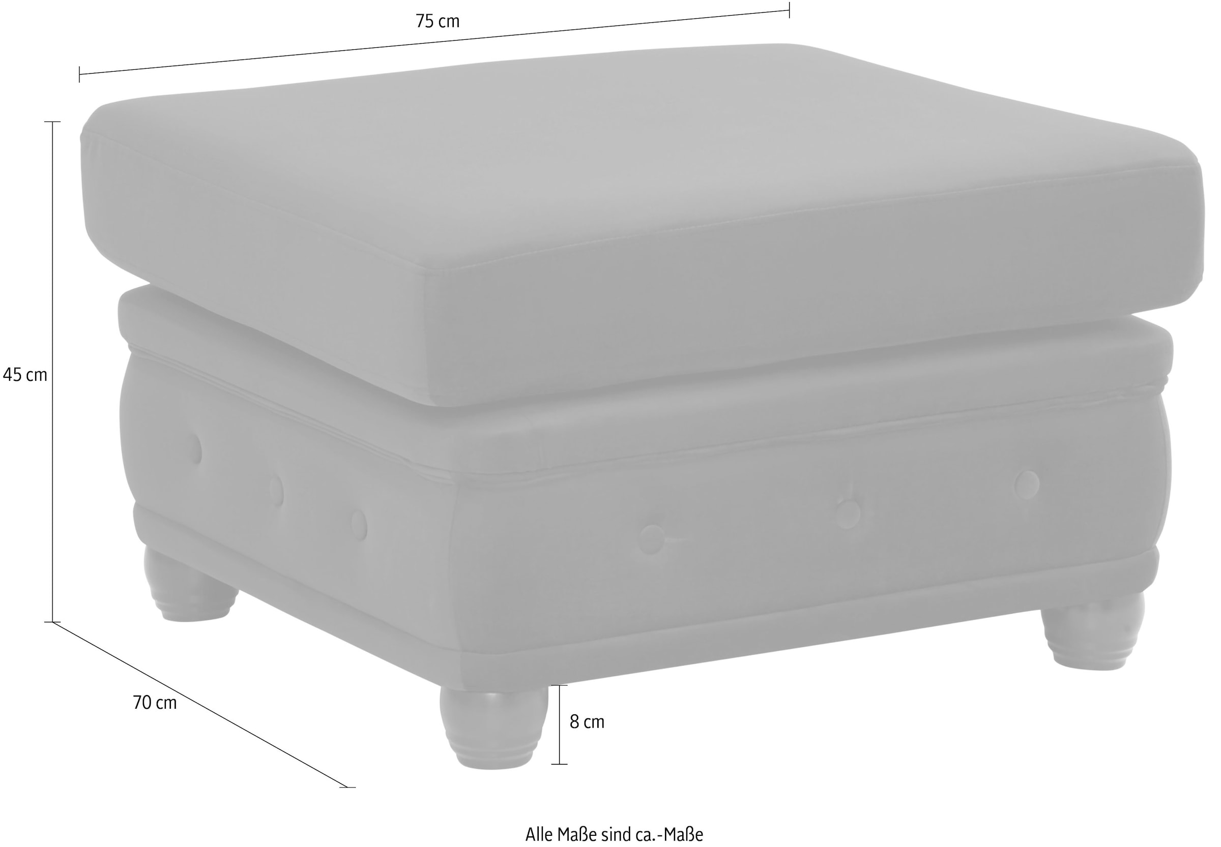 Home affaire Polsterhocker »New Castle«, passend zur "New Castle"-Serie, B/T/H: 75/70/45 cm