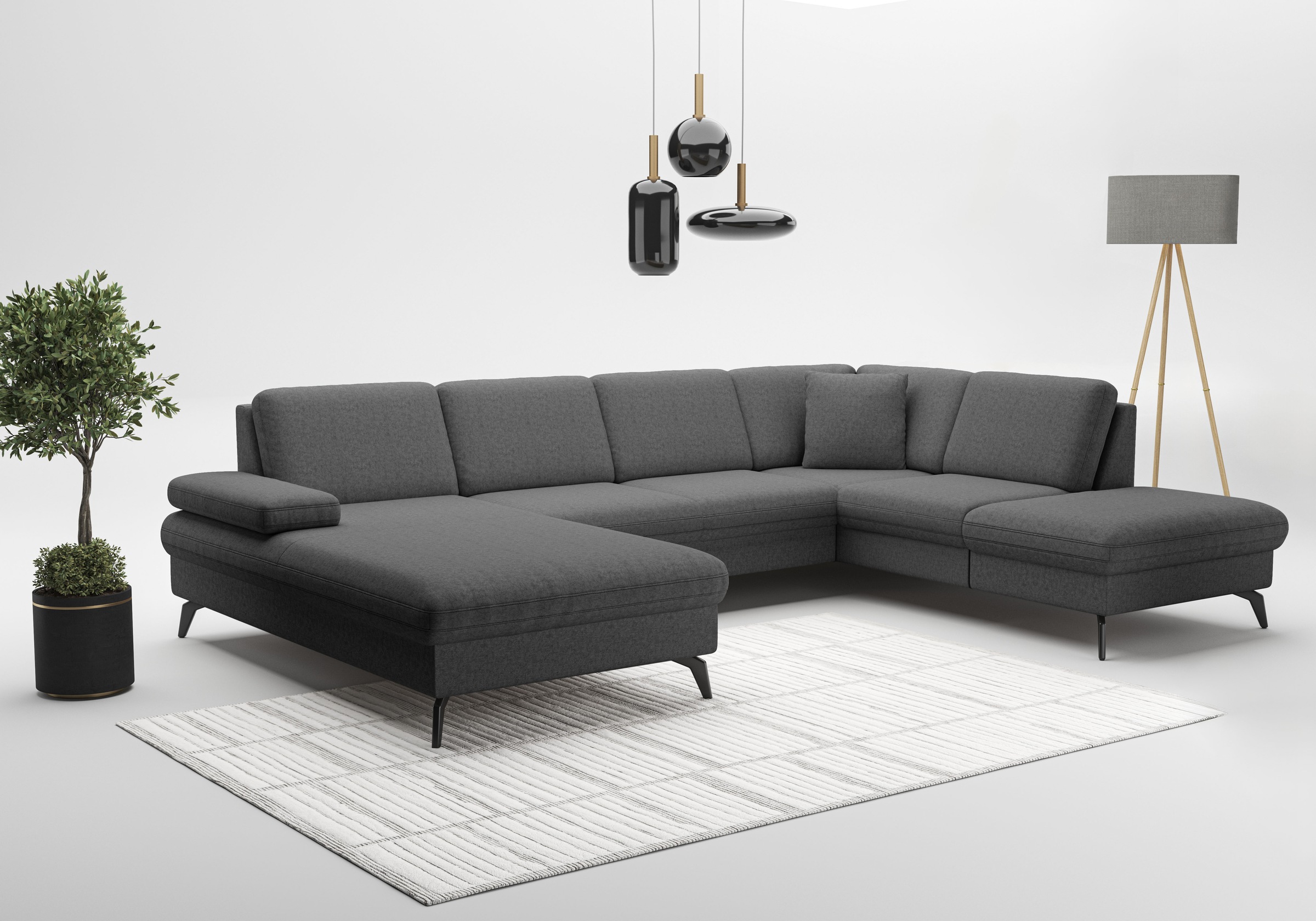 sit&more Wohnlandschaft »Morris Jubi U-Form«, inkl. Armteilfunktion und 1 Zierkissen, wahlweise mit Bettfunktion