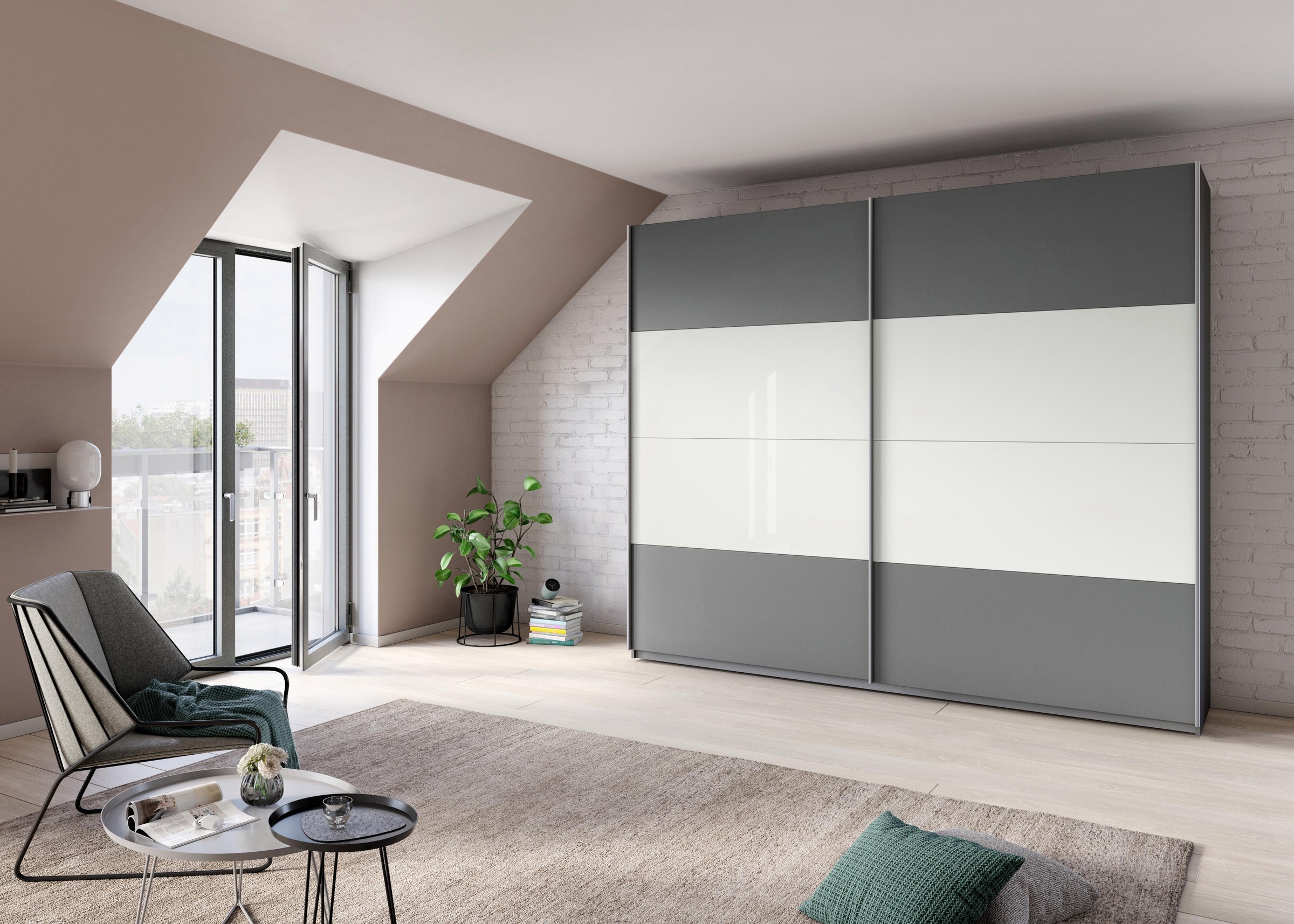 rauch Schwebetürenschrank »Quadra Bestseller Schlafzimmerschrank in vielen Breiten«, Kleiderschrank Garderobenschrank Schrank mit Glaselementen