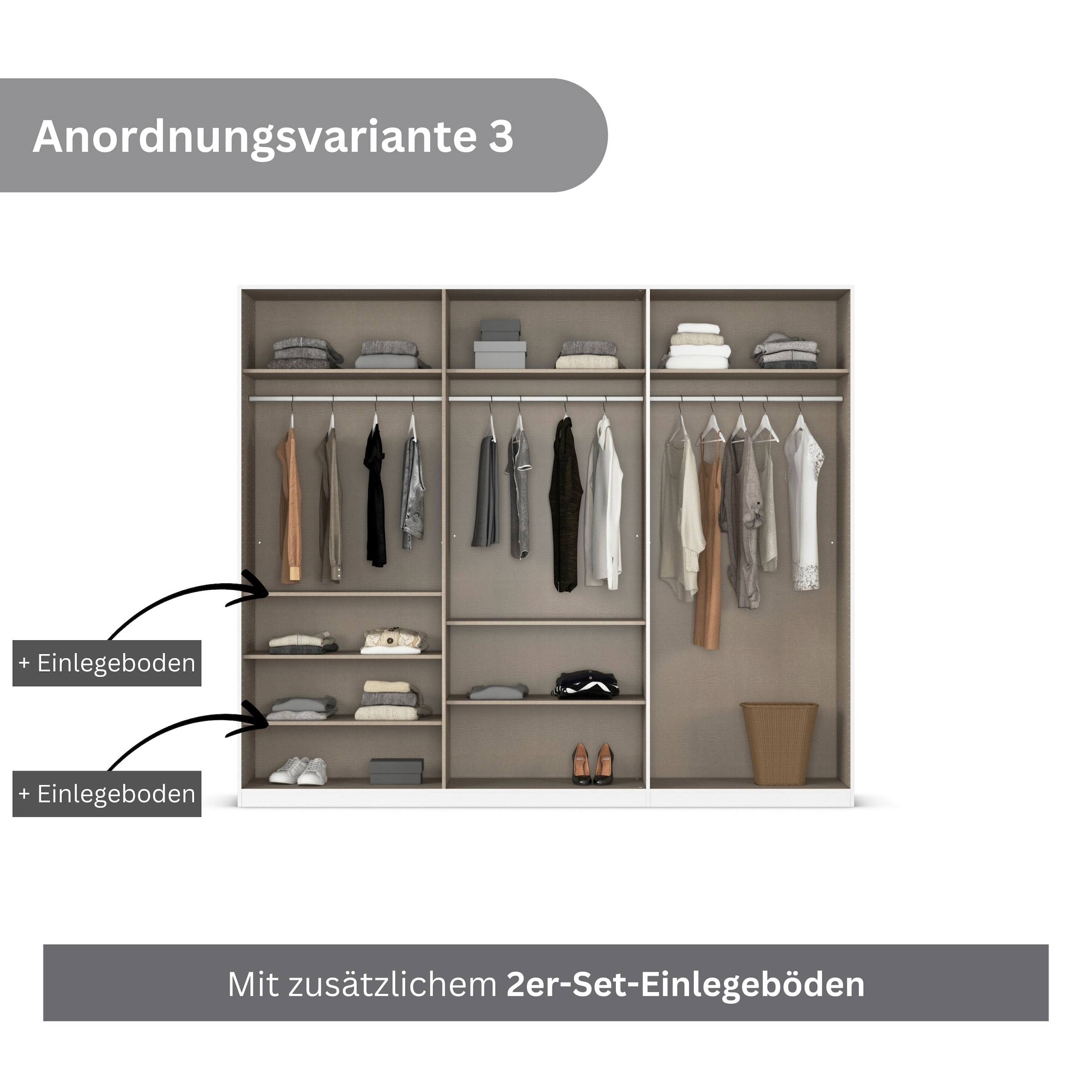 rauch Drehtürenschrank »Kleiderschrank Kleiderschränke Schrank Garderobe AGORDO mit Glasfront«, (in zwei Griff-Farben), durchdachte Innenausstattung, in 6 Breiten und 2 Höhen MADE IN GERMANY