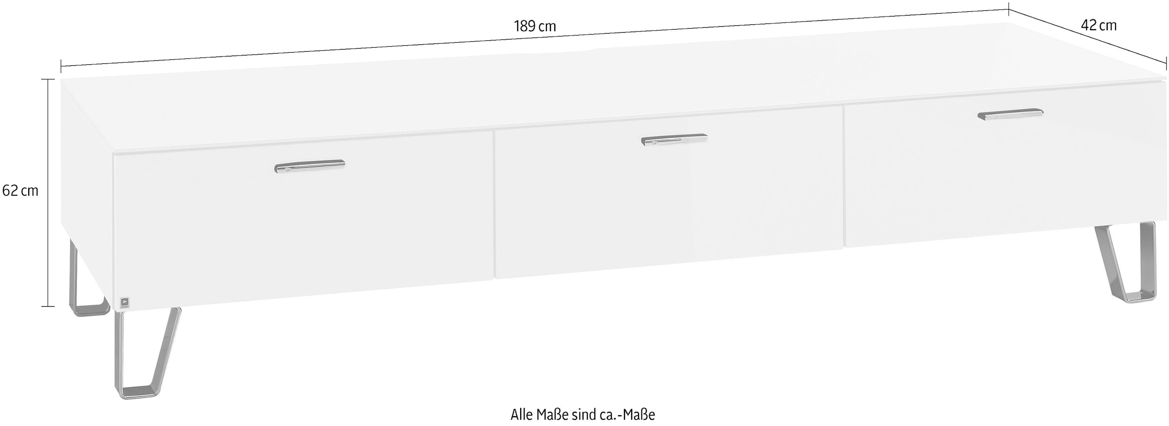 LEONARDO TV-Bank »Cube«, mit Sicherheitsglas und edlem MDF Holz, Breite 189 cm