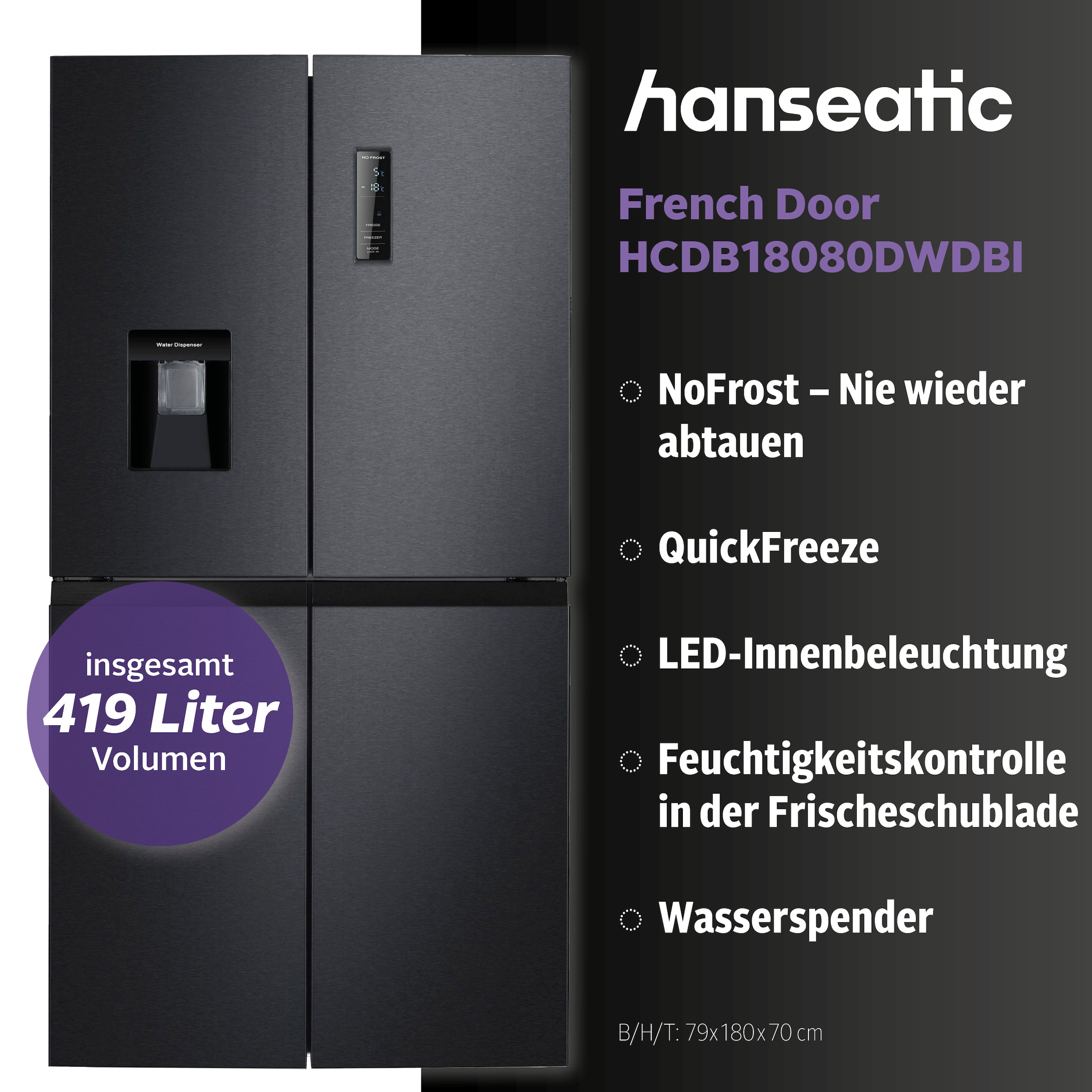 Hanseatic Multi Door »HCDB18080DWDBI« 180 cm hoch 79 cm breit inkl. 3 Jahre Herstellergarantie