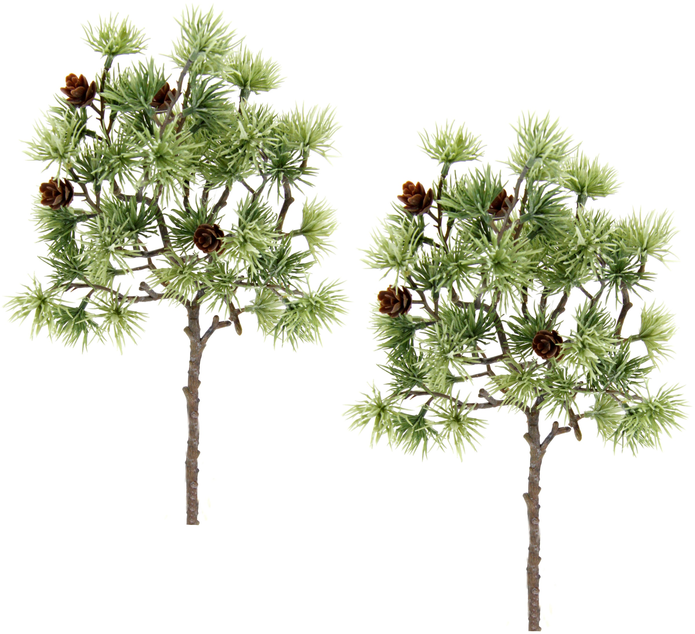 I.GE.A. Winterliche Kunstpflanze »Kunstzweig mit Zapfen, Weihnachtdeko«, aus Kunststoff, 2er Set, grün, natur