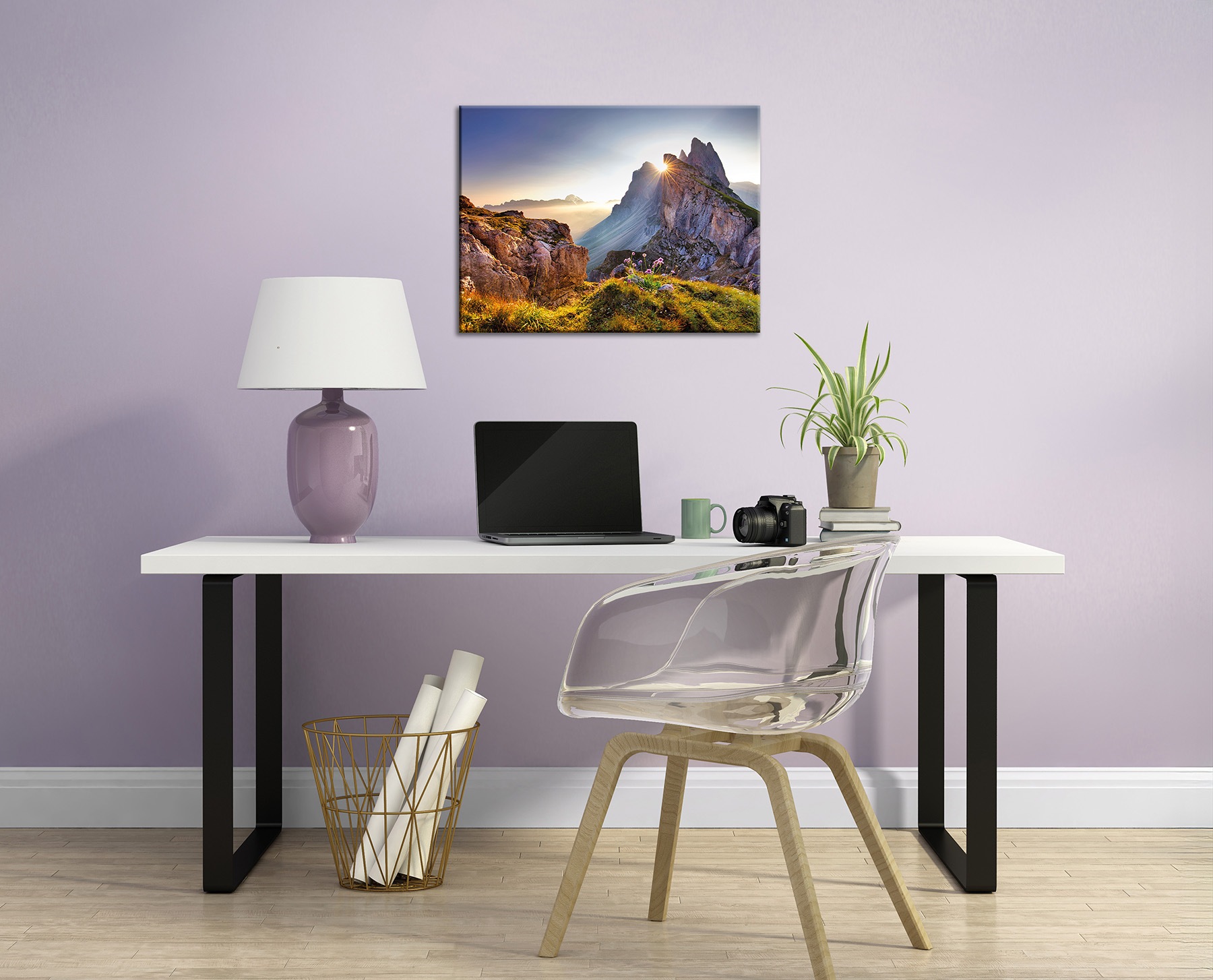 Bönninghoff Bild »BERGE SONNENAUFGANG 46x61 cm – Leinwandbild Keilrahmen Deko modern«