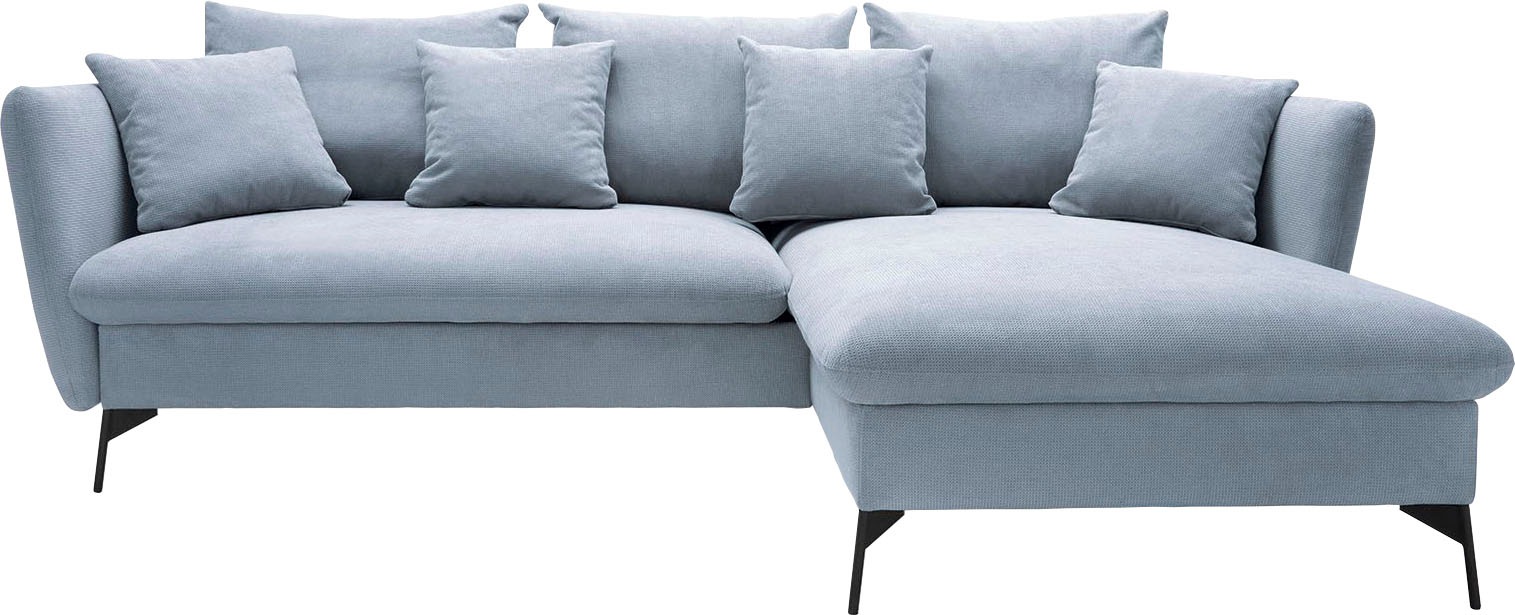 andas Ecksofa »LIVORNO,258 cm, L-Form,«, Schlaffunktion u. Bettkasten (139/224cm), Samt, Struktur, Webstoff