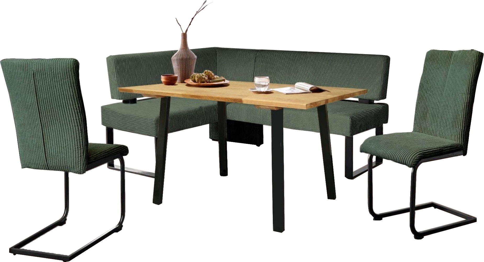 Home affaire Eckbankgruppe »Oliver«, (Set, 4 tlg., 4-tlg), Eckbank mit Well günstig online kaufen