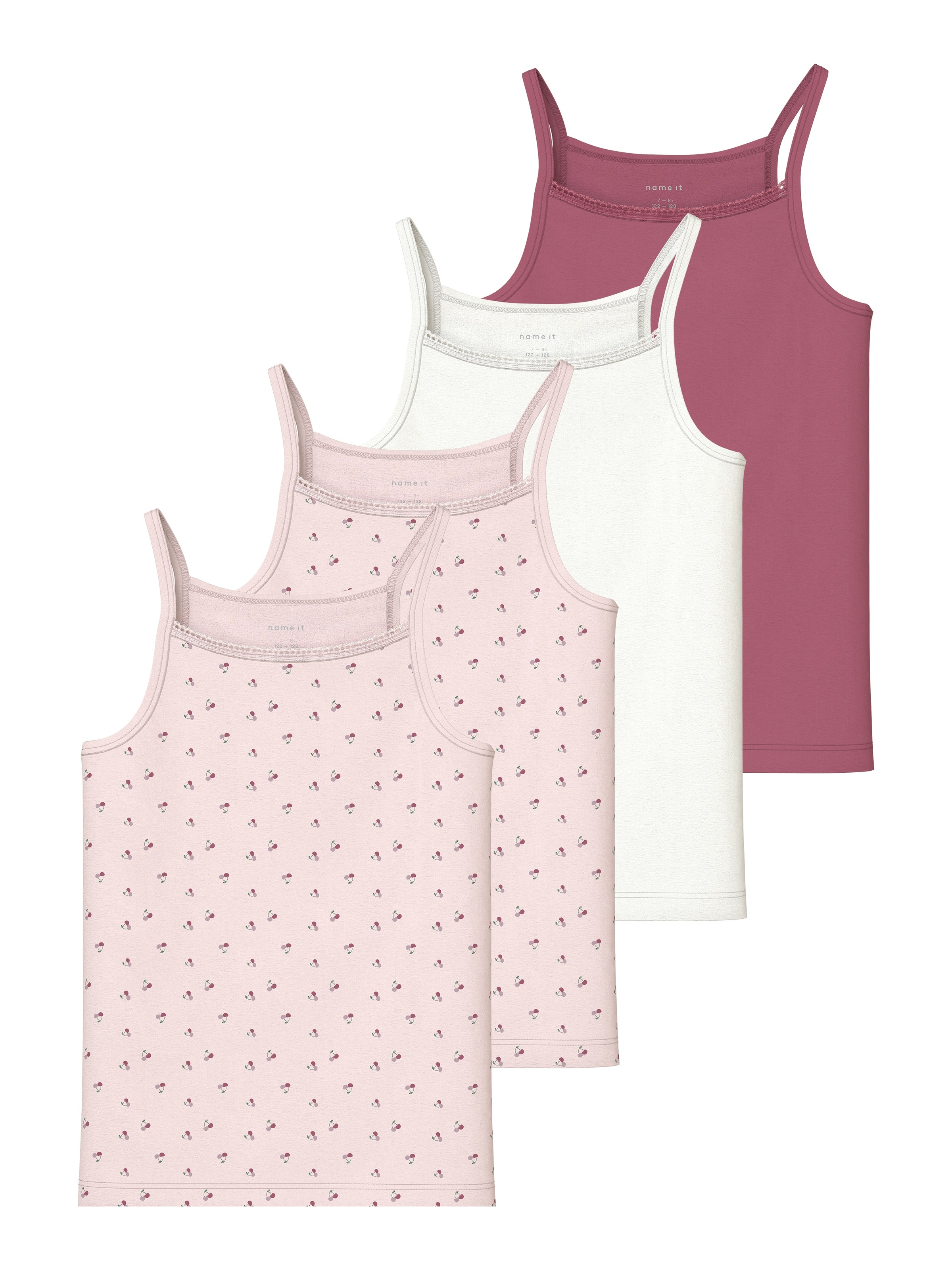 Name It Unterhemd »NKFSTRAP für Mädchen mit Stretchkomfort im 4er-Pack« Packung, 4 Stk. bedruckt, casual, regular fit, Baumwollmischung, Rundhals