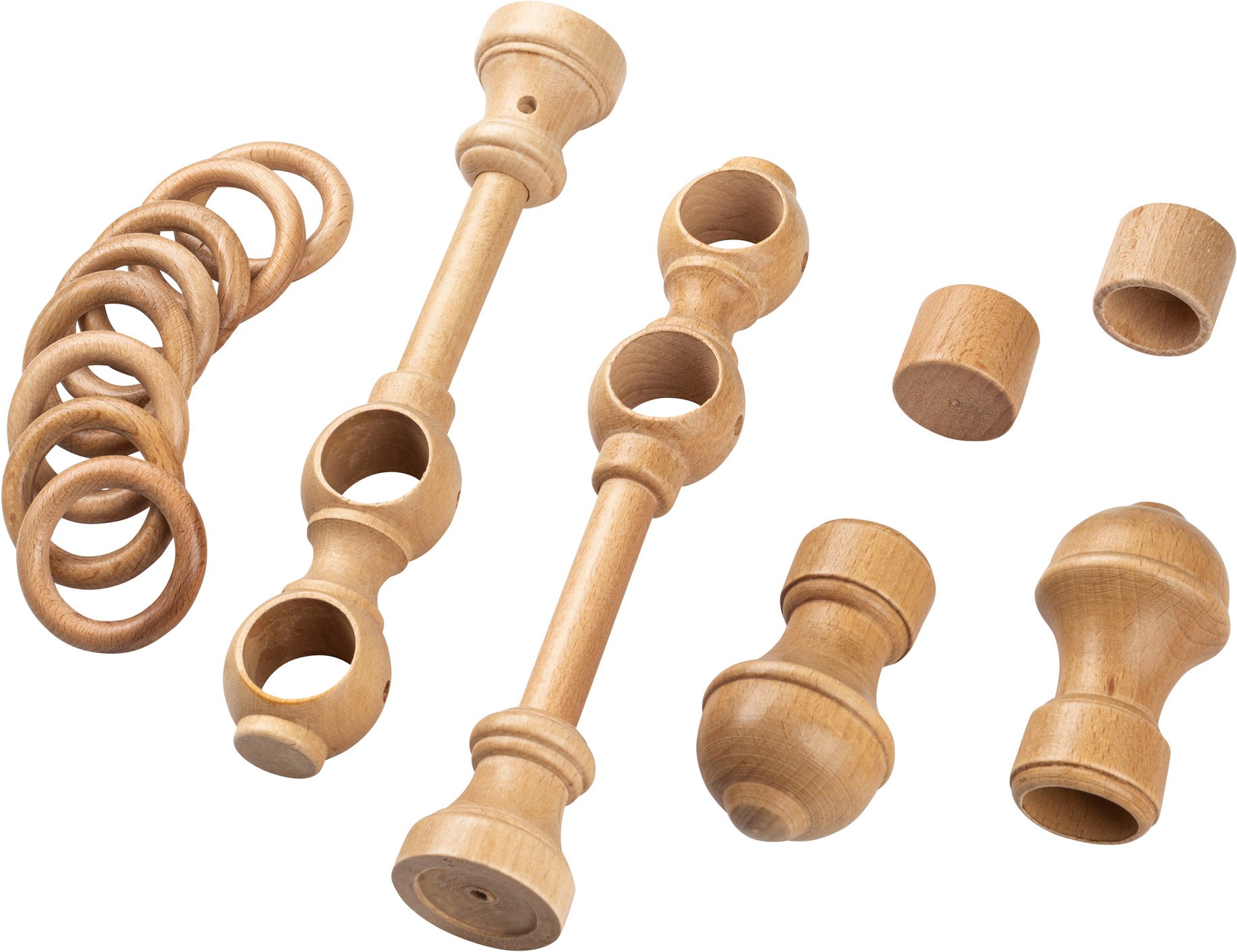 SN DECO GROUP Gardinenstange »Ares« 2 läufig-läufig Fixmaß 28 mm, Holz, verschiedene Längen und Farben, Komplettset