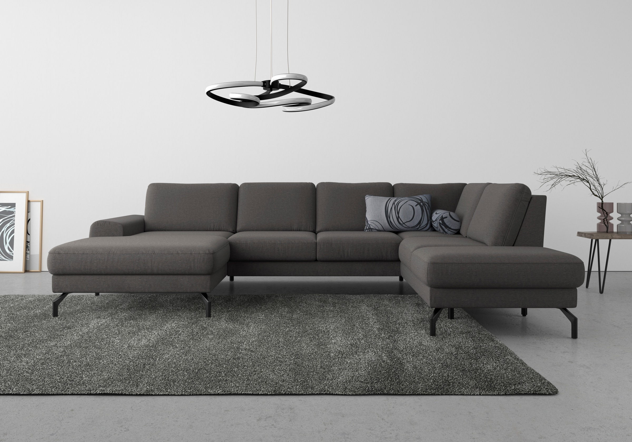 sit&more Wohnlandschaft »Cinturo U-Form«, inklusive Sitztiefenverstellung und Federkern, Sitzhöhe 48 cm