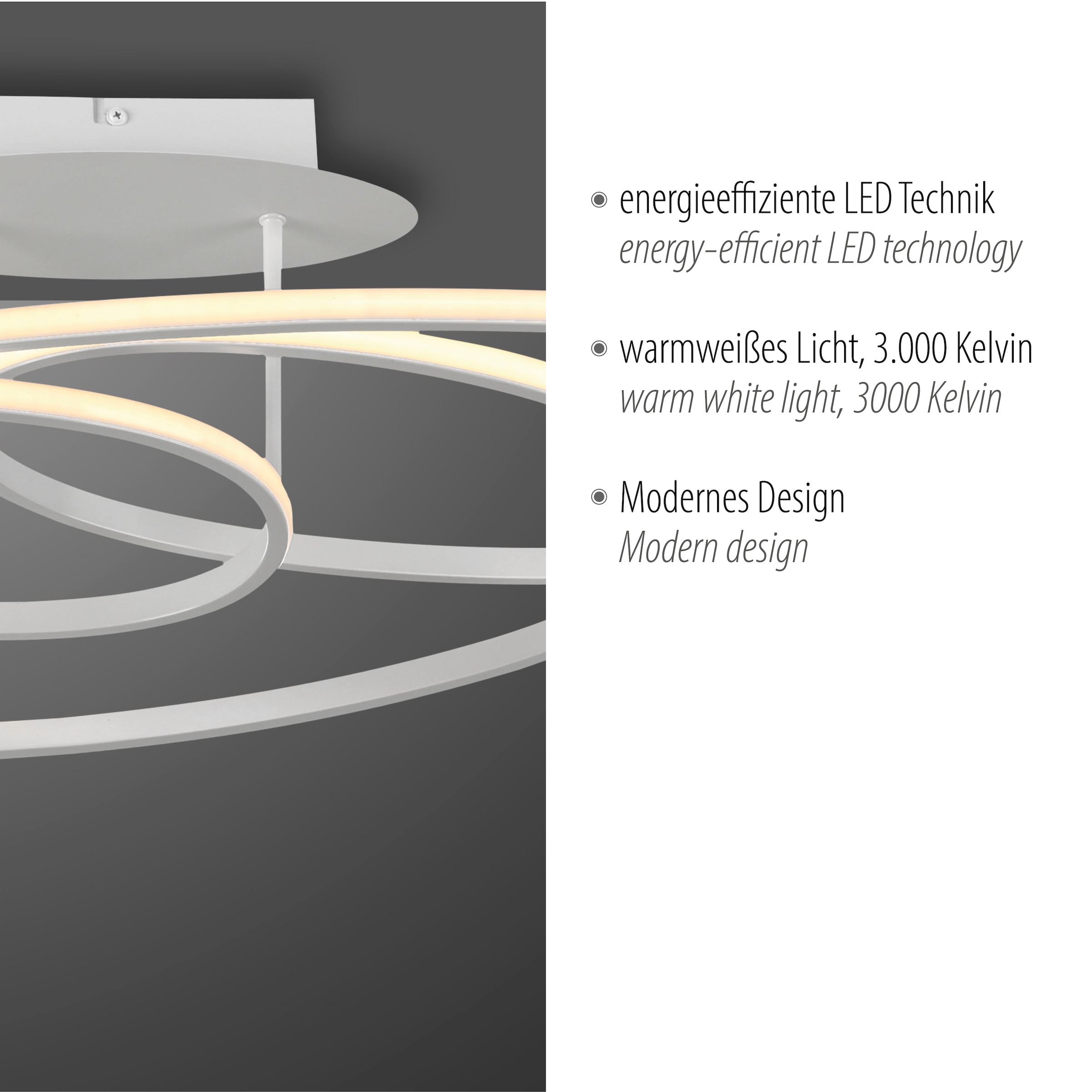 JUST LIGHT Deckenleuchte »LUMACA«, 1 flammig, Leuchtmittel LED-Board | LED fest integriert, LED
