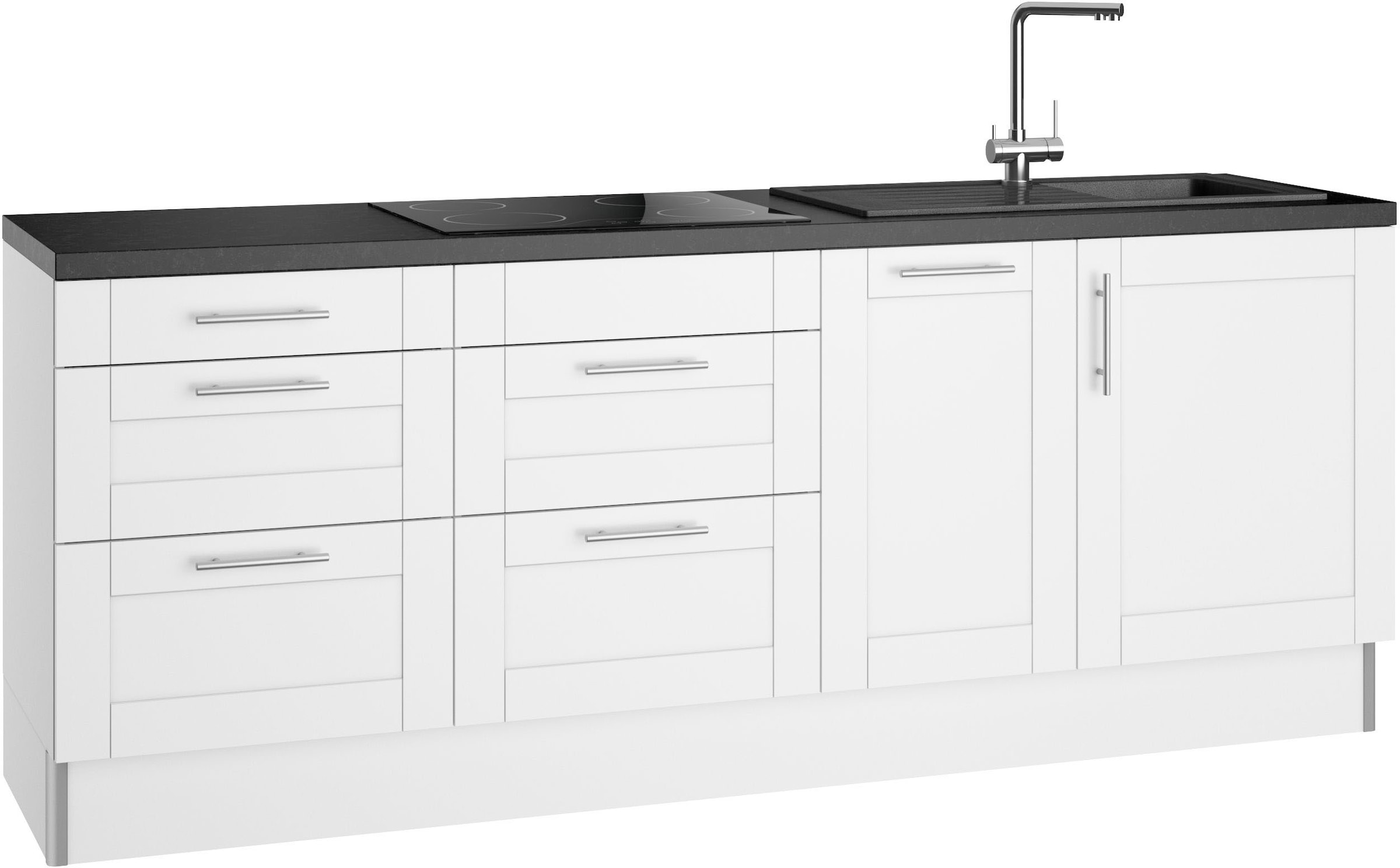 KOCHSTATION Küche »KS-Ahus«, Breite 225 cm, wahlw. Mit E-Geräten, Soft Close Funktion, MDF Fronten