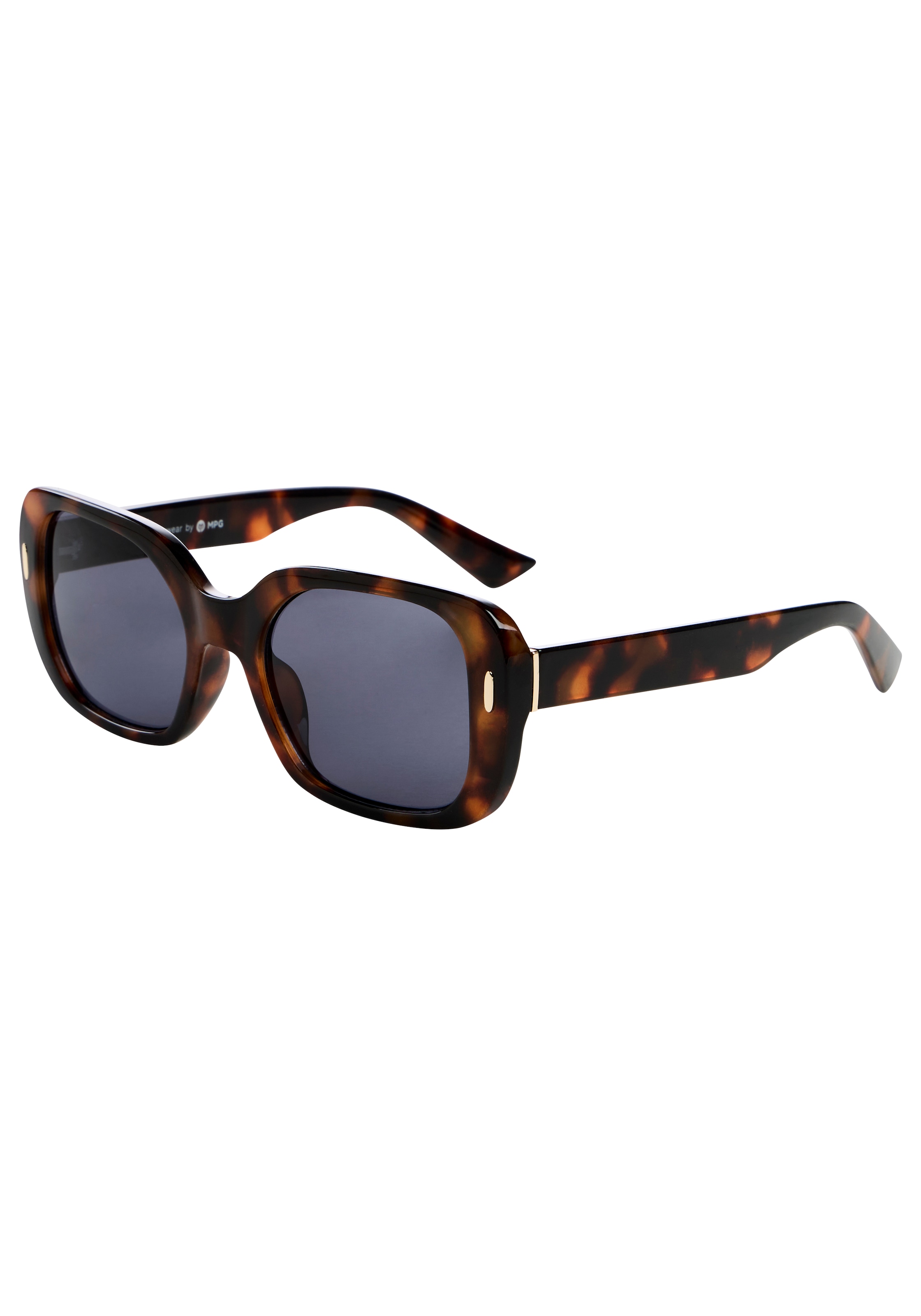 Laura Scott Sonnenbrille »mit goldfarbenen Metalldetail am Bügelansatz« braun gemusterter Vollrandrahmen, graue Gläser mit hohem Blendschutz