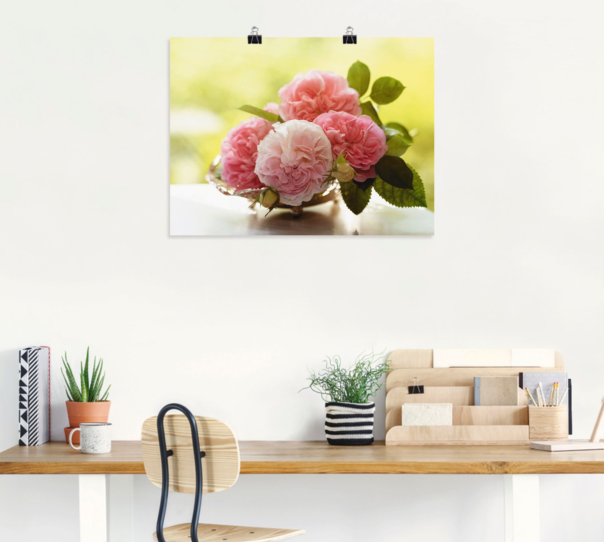 Artland Poster »Rosen in Silberschale Stillleben« Blumen 1 Stk. tlg. ohne Rahmen