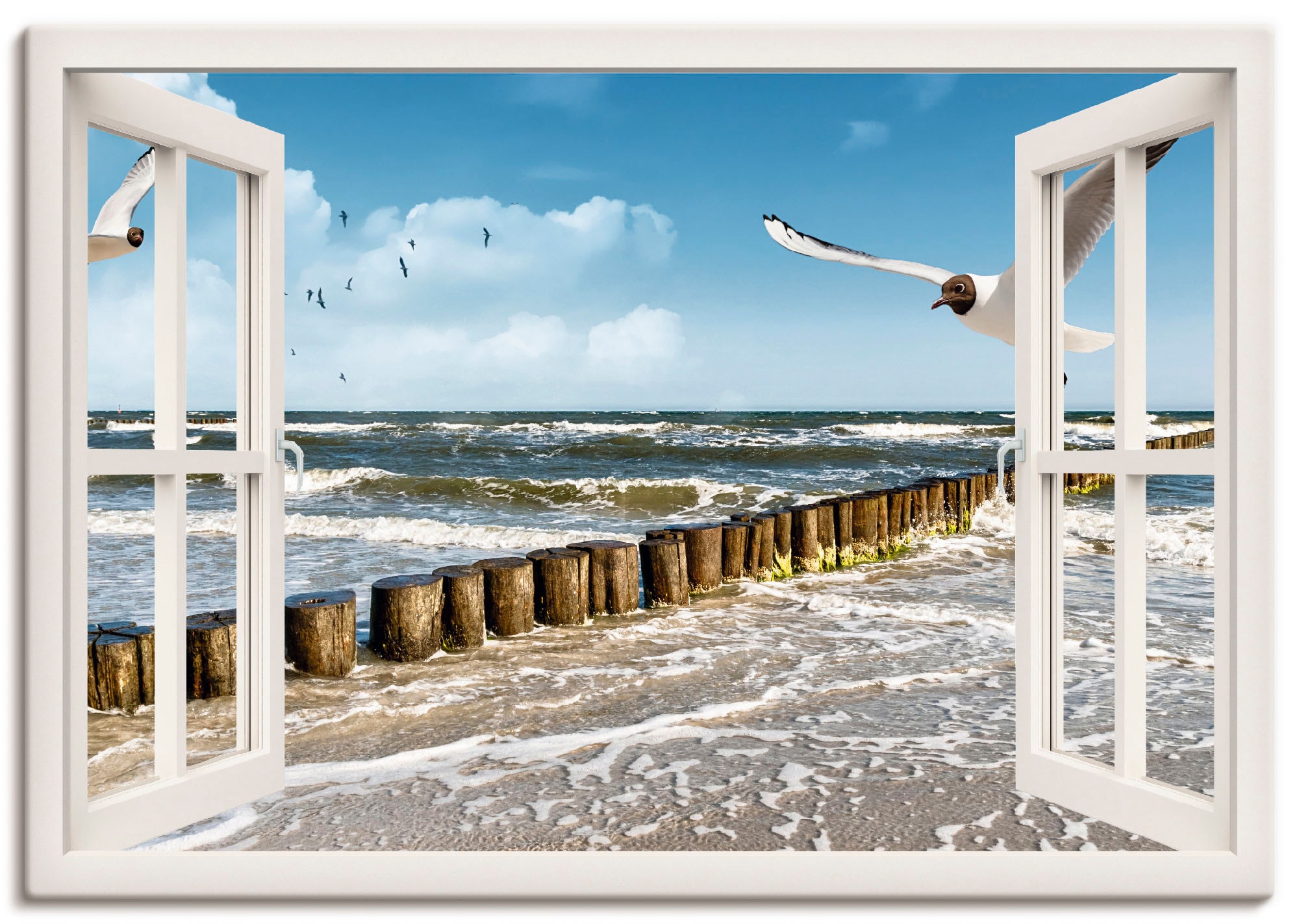 Artland Wandbild »Fensterblick - Ostsee«, Fensterblick, (1 St.), als Leinwa günstig online kaufen