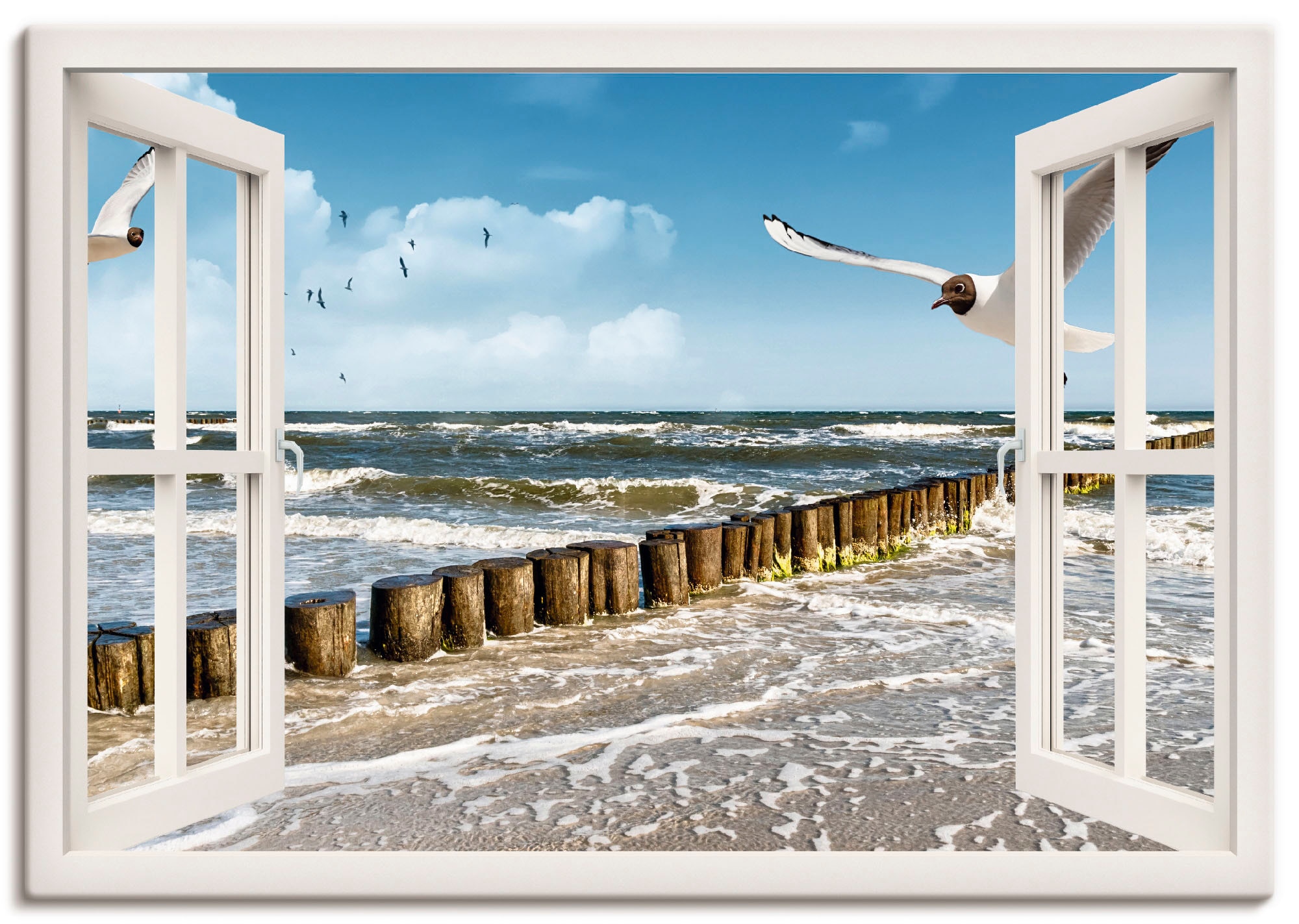 Artland Wandbild »Fensterblick - Ostsee« Fensterblick 1 Stk. tlg. als Leinw günstig online kaufen