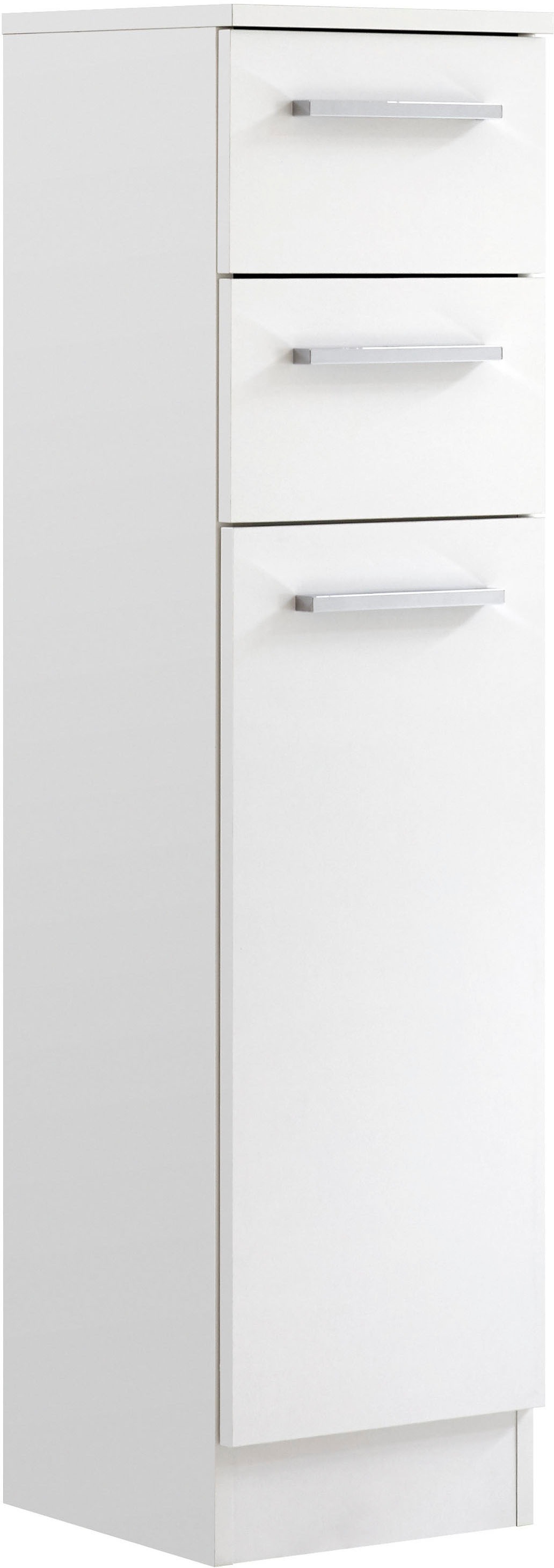 Saphir Unterschrank »Quickset 335 Badschrank, 1 Tür, 2 Schubladen, 30 cm breit«, Badezimmer-Unterschrank, Weiß Glanz, Griffe in Chrom Glanz