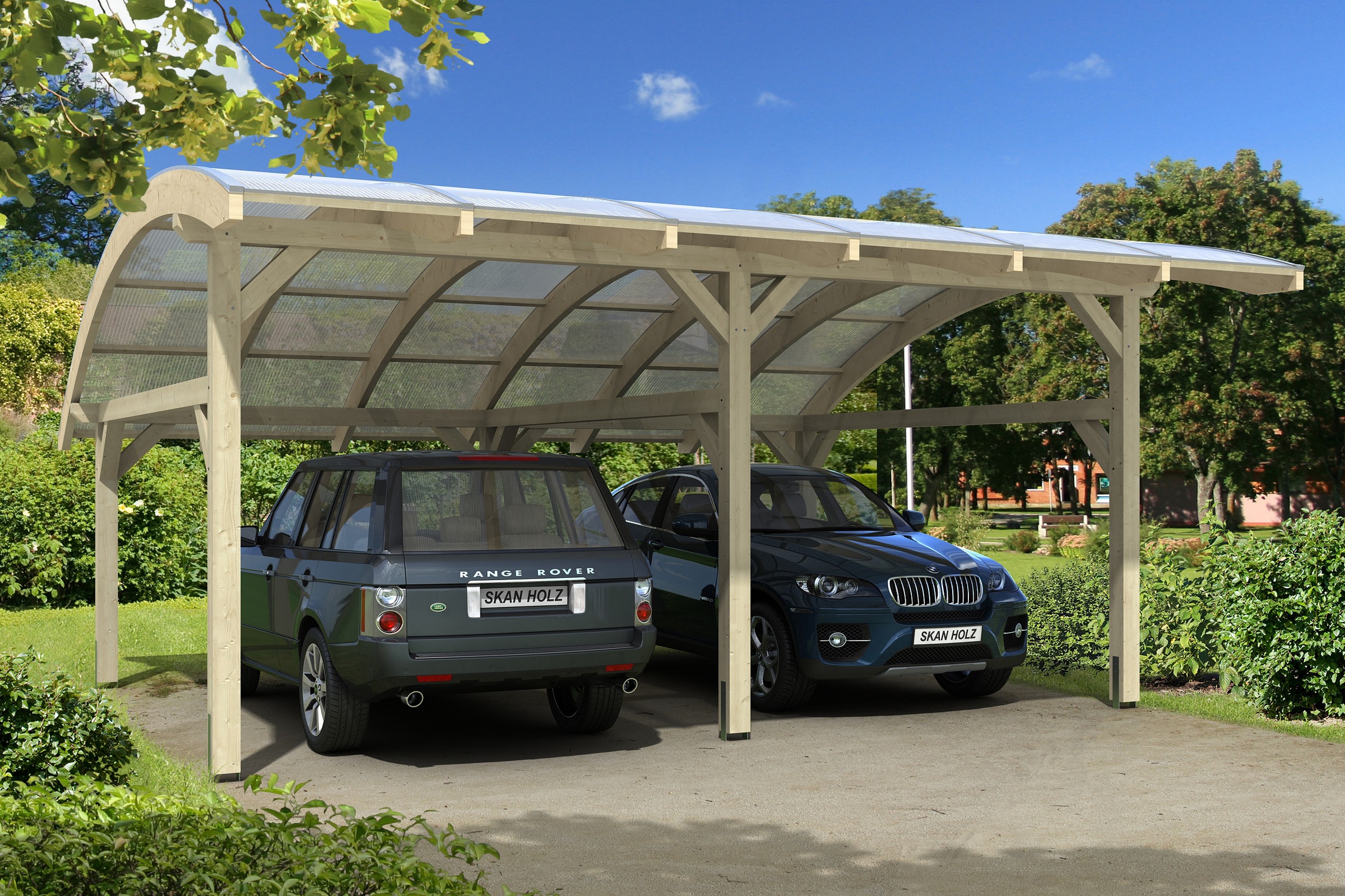 Skanholz Doppelcarport »Schwaben« Leimholz 285 cm Natur 648x630cm