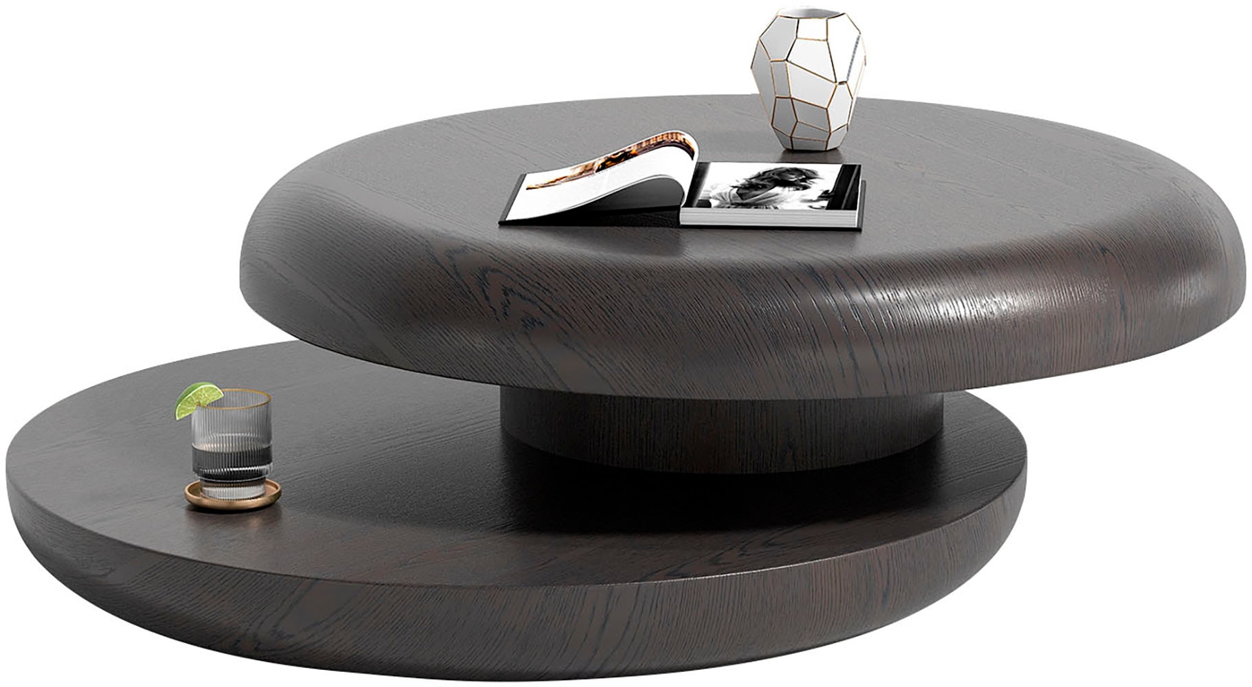 SalesFever Couchtisch »drehbar - runder Design-Wohnzimmertisch aus Holz« 1 günstig online kaufen