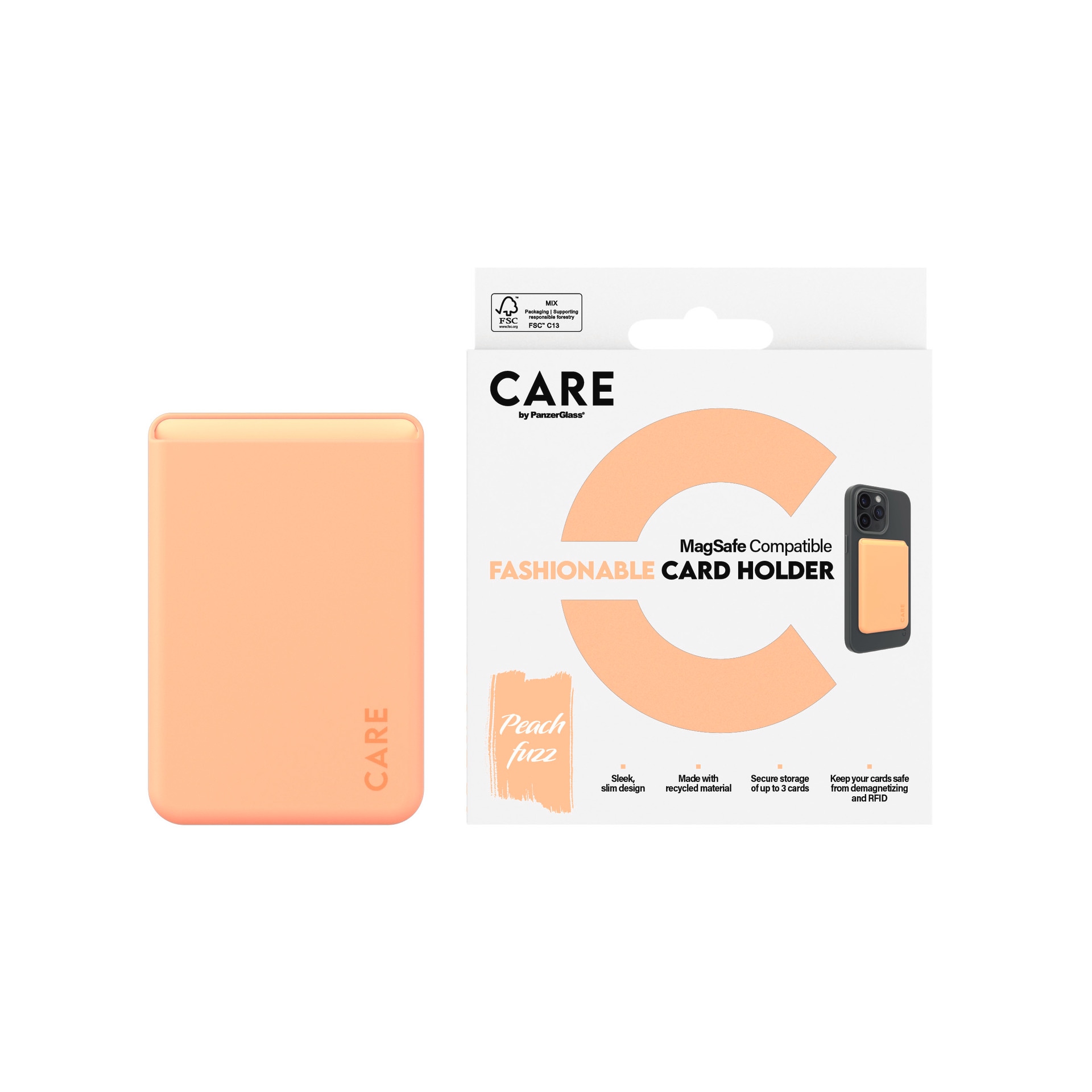 CARE by PanzerGlass Etui »Fashionable Card Holder mit MagSafe für Apple iPhone«, iPhone 12-iPhone 13-iPhone 14, Kartenhalter, Schutzhülle, MagSafe Case, Schutzcase, stoßfest