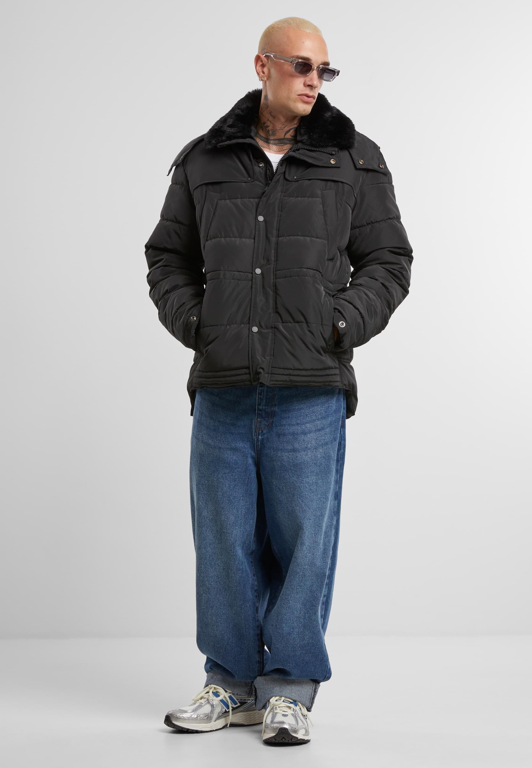 URBAN CLASSICS Winterjacke »Urban Classics Puffer Jacket With Detachable Fur Collar« 1 Stk. tlg. ohne Kapuze