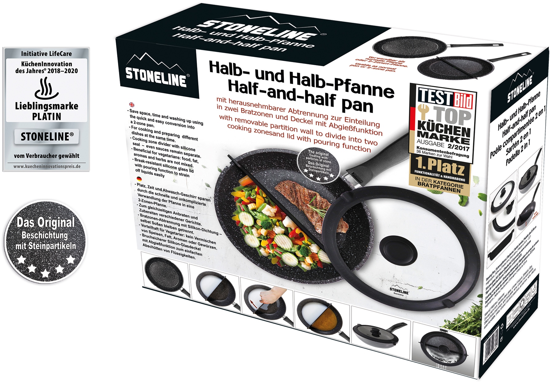 STONELINE Bratpfanne »Halb- und Halb«, Aluminiumguss, mit herausnehmbarer Trennwand