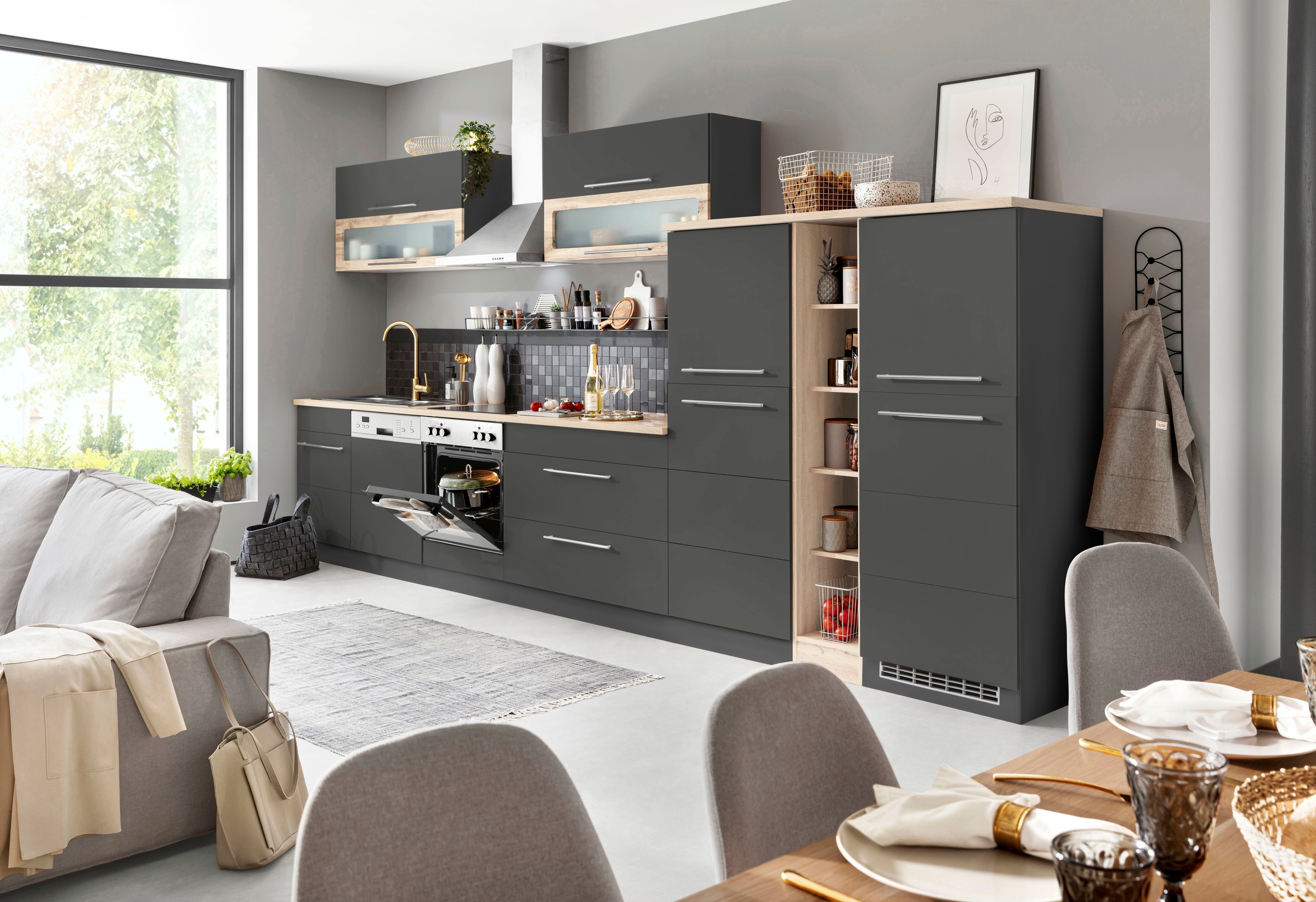 KOCHSTATION Küchenzeile »KS-Wien« Breite 420 cm, wahlweise mit E-Geräten günstig online kaufen