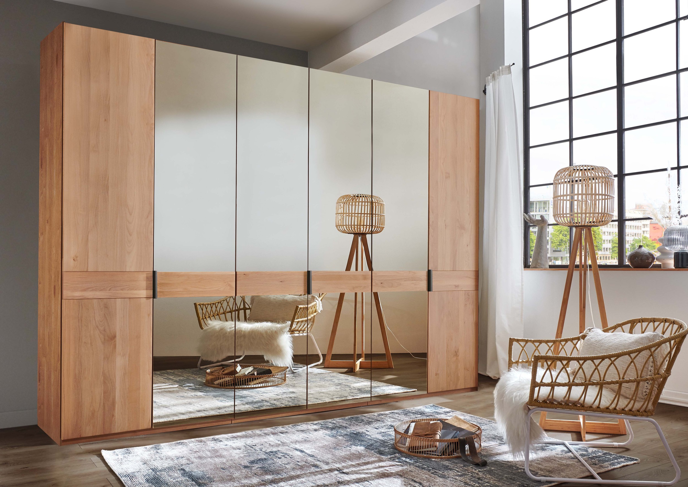 WIEMANN Kleiderschrank "Cardiff, Massivholztüren in Kombination mit Glas- o günstig online kaufen