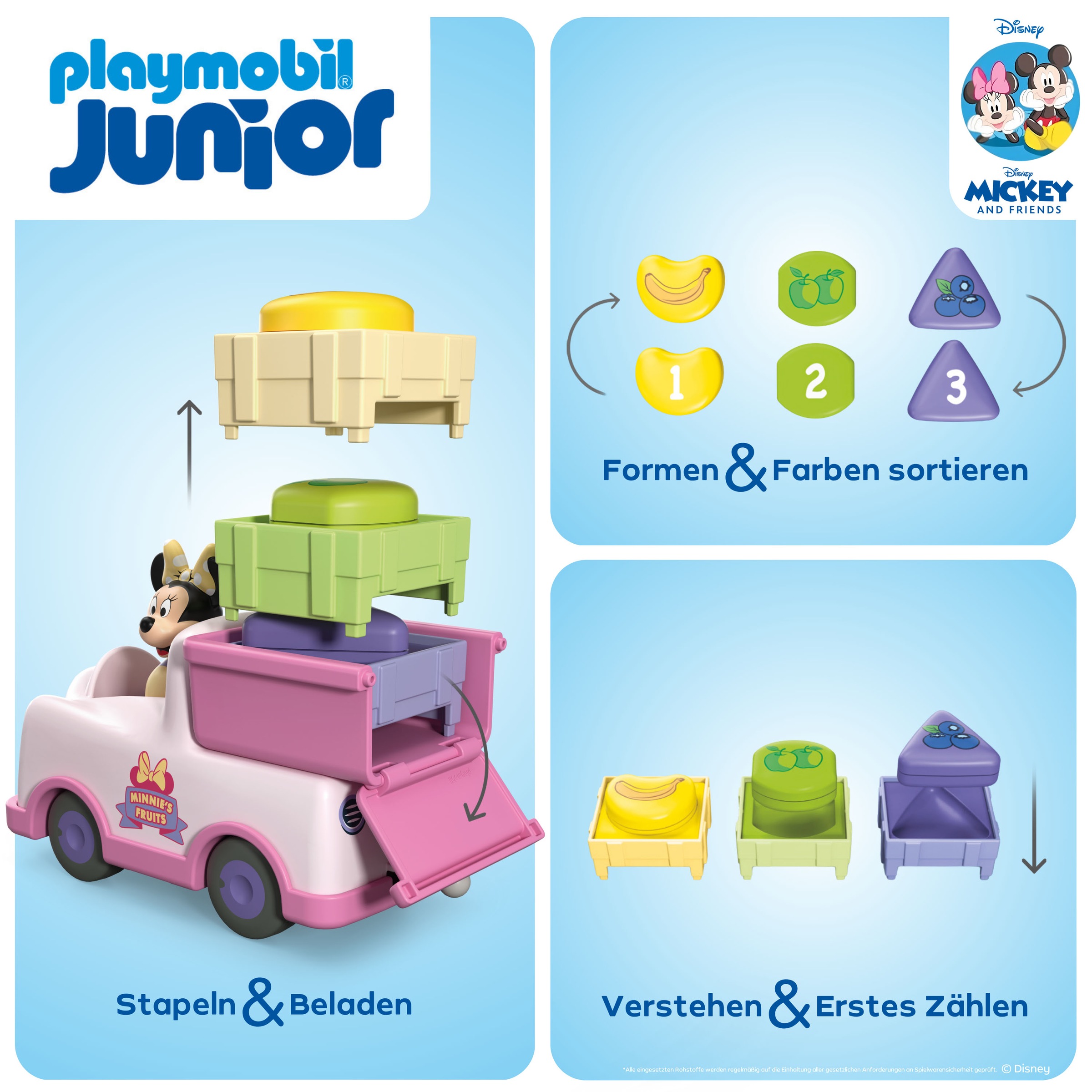 Playmobil® Konstruktions-Spielset »Minnie Maus' Obst-Transporter mit Sortierspaß (71770) JUNIOR & Disney«, (8 St.), Made in Europe