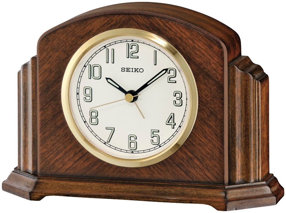 Seiko Tischuhr »QXE043B«, Quarzuhr, Wohnzimmer,Esszimmer,Holz,nussbaumfarbe günstig online kaufen