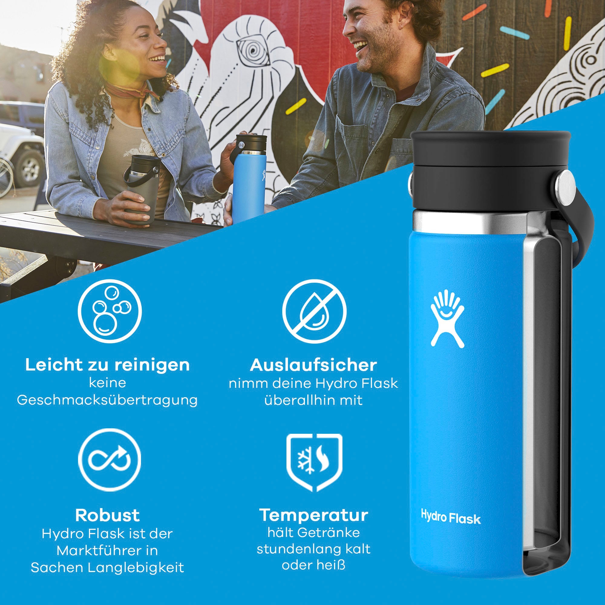 Hydro Flask Trinkflasche »12 OZ WIDE FLEX SIP LID«, (1 tlg.), 355 ml