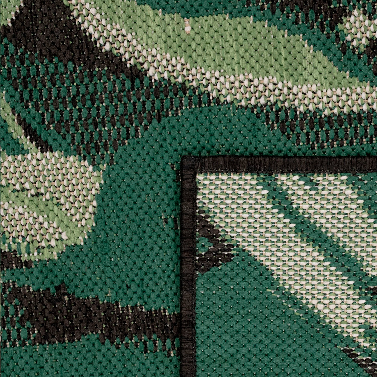 Paco Home Teppich »Ostende 551«, rechteckig, 4 mm Höhe, Flachgewebe, Motiv Palmenblätter, In- und Outdoor geeignet