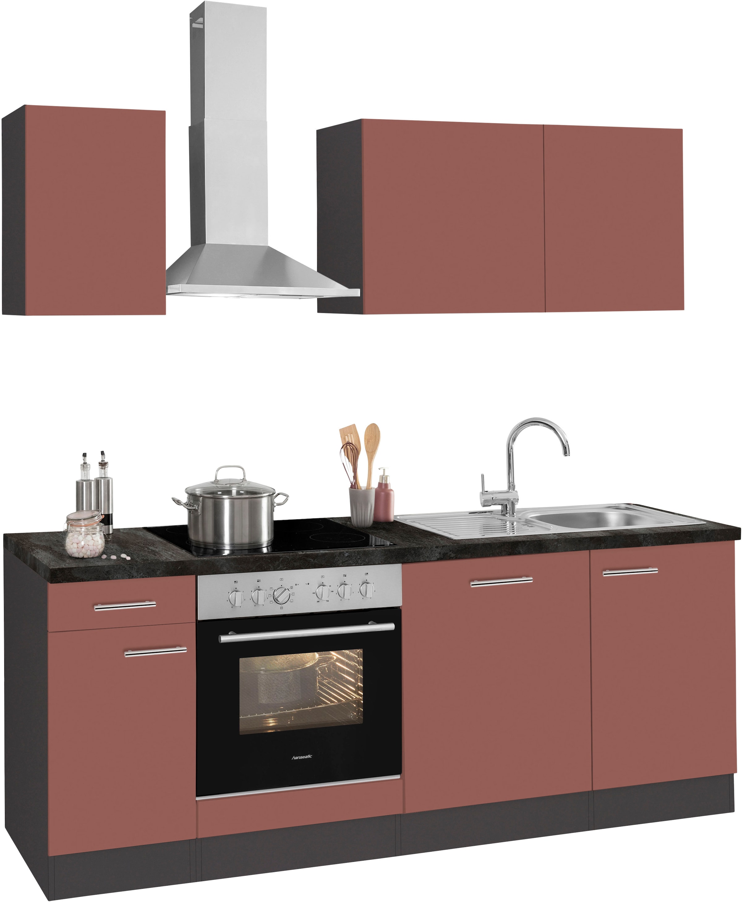 OPTIFIT Küchenzeile »Malika«, Breite 210 Geschirrspüler mit bestellen online cm, inkl. Hanseatic-E-Geräten