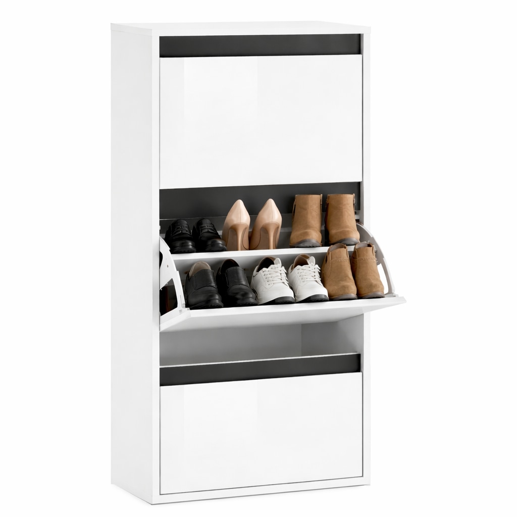 OTTO home Schuhschrank »Locco, Schuhregal, Schuhkommode, Breite 50 cm« Schuhkipper, UV-lackiert, Hochglanz, grifflos, 3-türig