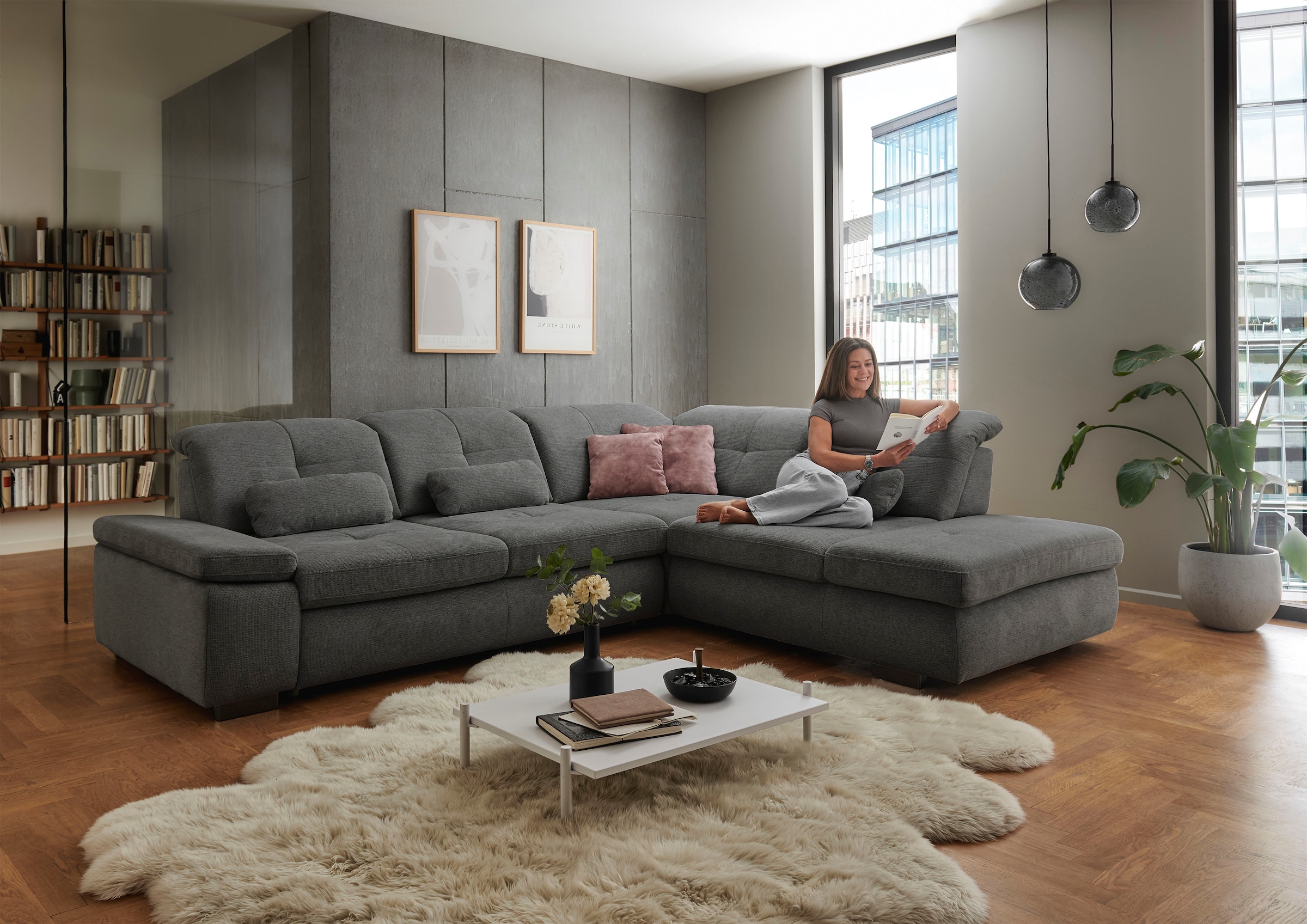 Die PlanBar Ecksofa "MP-IN16012 L-Form Kaltschaum-Polsterung" inkl. Sitztie günstig online kaufen