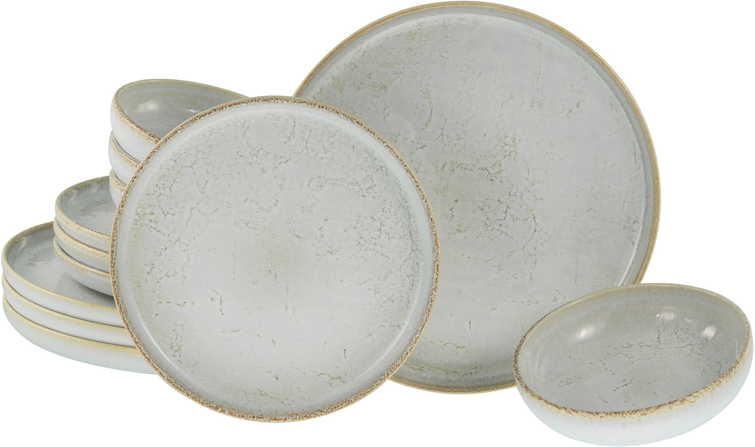 CreaTable Teller-Set »Uno Vintage Offwhite, Tellerset 12-tlg« Shabby Look, günstig online kaufen