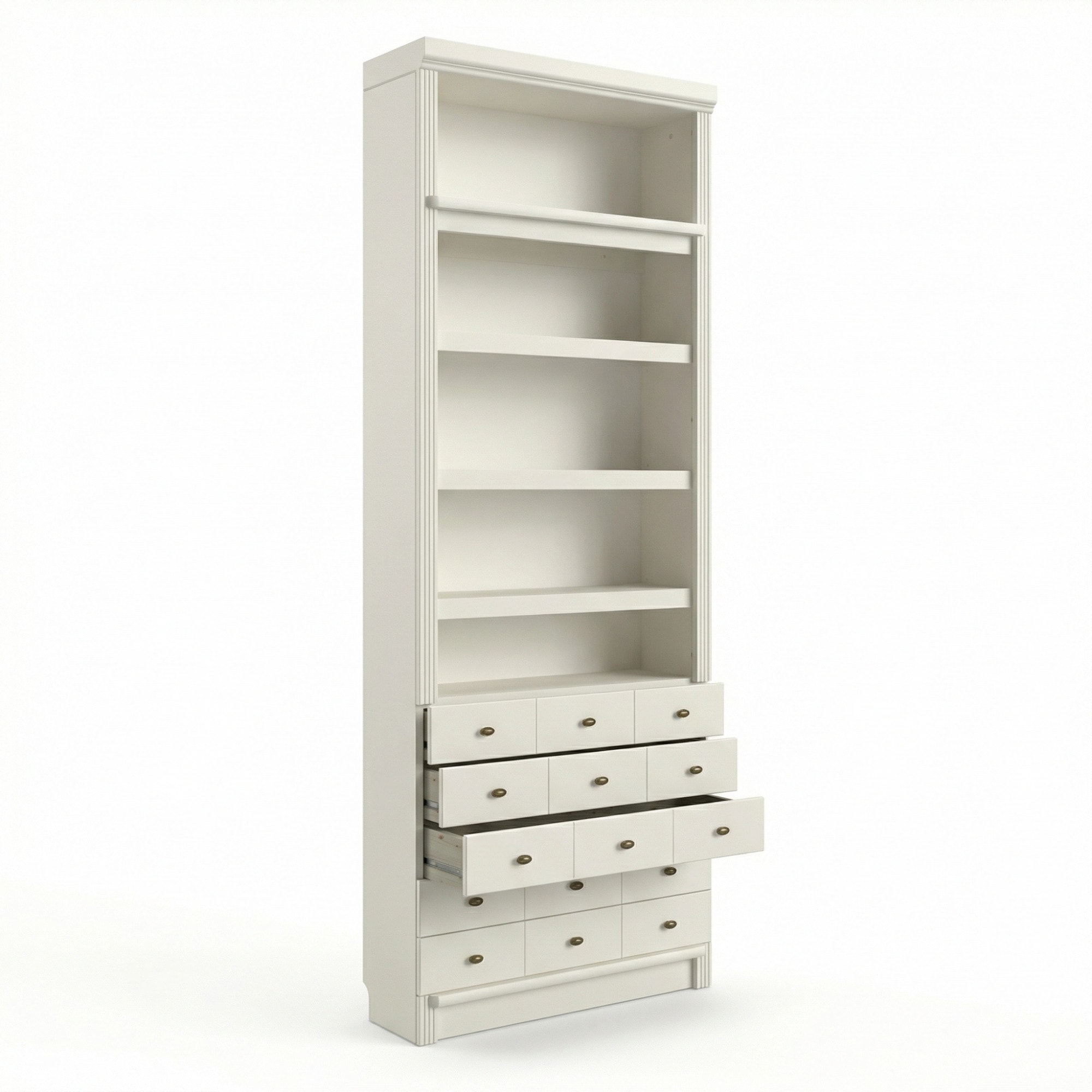 Home affaire Bücherregal »Soeren Regal mit 5 breiten Schubkästen in geteilter Optik« T/H: 80/29/220 cm, Kiefer FSC®-zertifiziert, elegante Metallgriffe